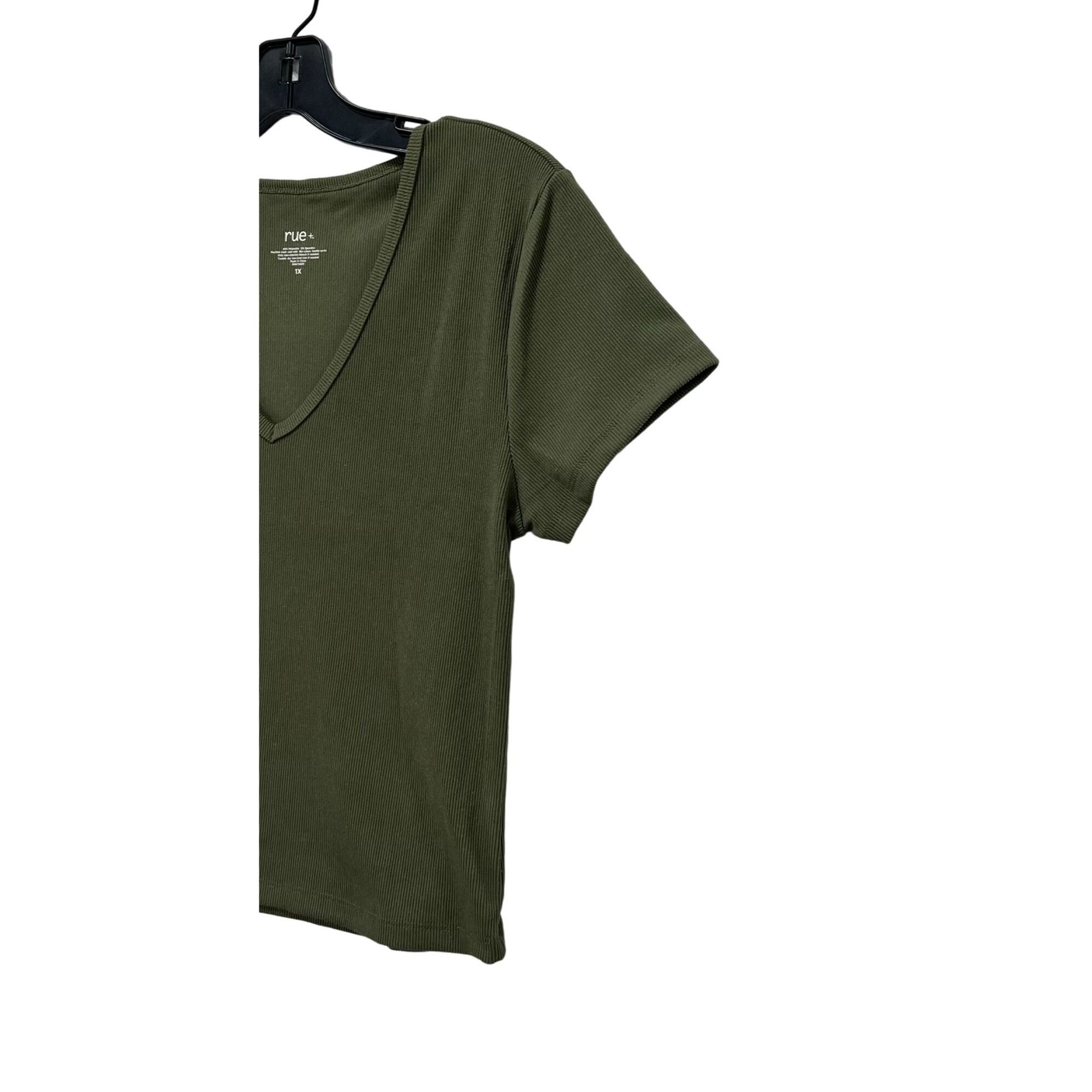 Other Rue + - Women's Short Sleeve Top - Green Olive - 1X Size XL / US 12-14 / IT 48-50 - 12 Thumbnail