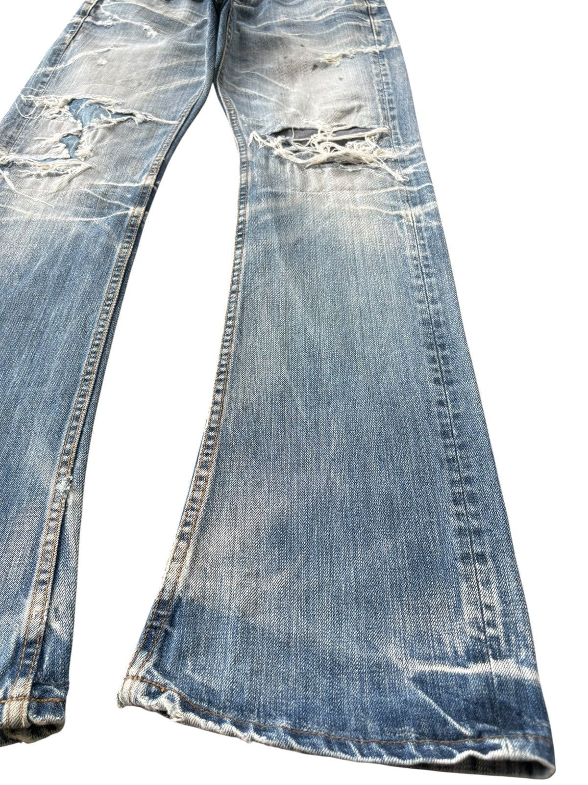 JACKROSE RARE VTG Jackrose Crazy Fade Patched Flare Jeans Size US 31 - 6 Thumbnail