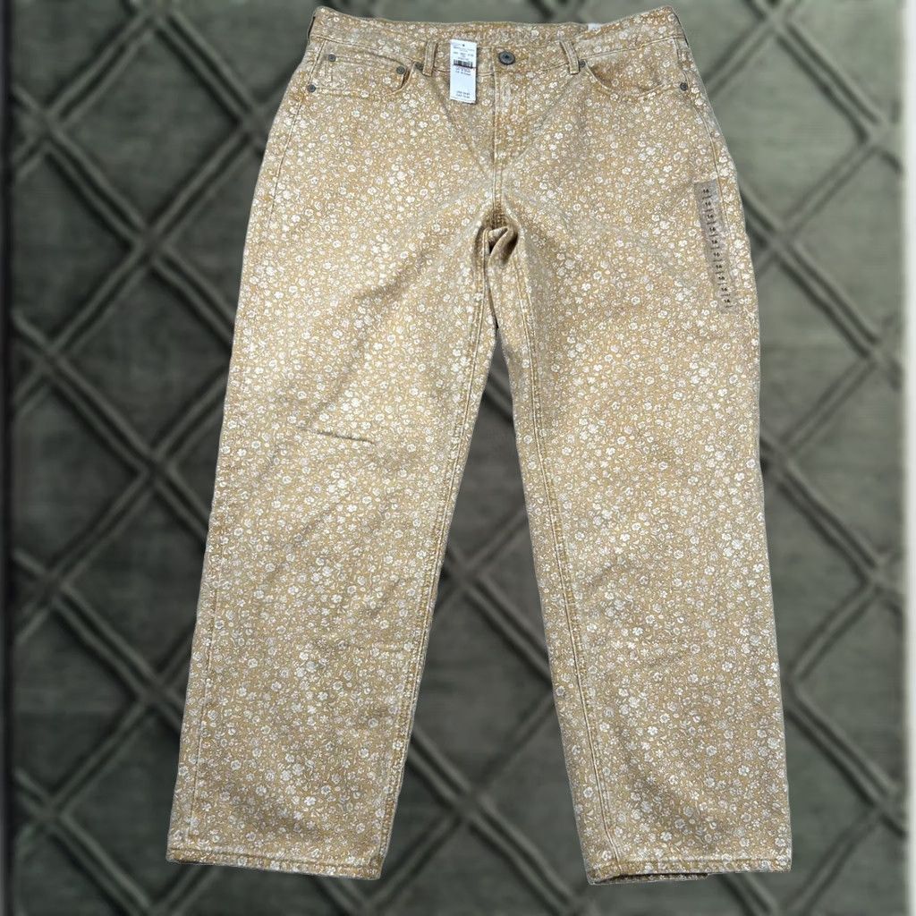 American Eagle Outfitters American Eagle Outfitters Jeans Womens 16 Short Yellow Floral 90s Straight High Rise Denim 5-Pocket Womens Jeans Size 36" / US 14 / IT 50 - 1 Thumbnail