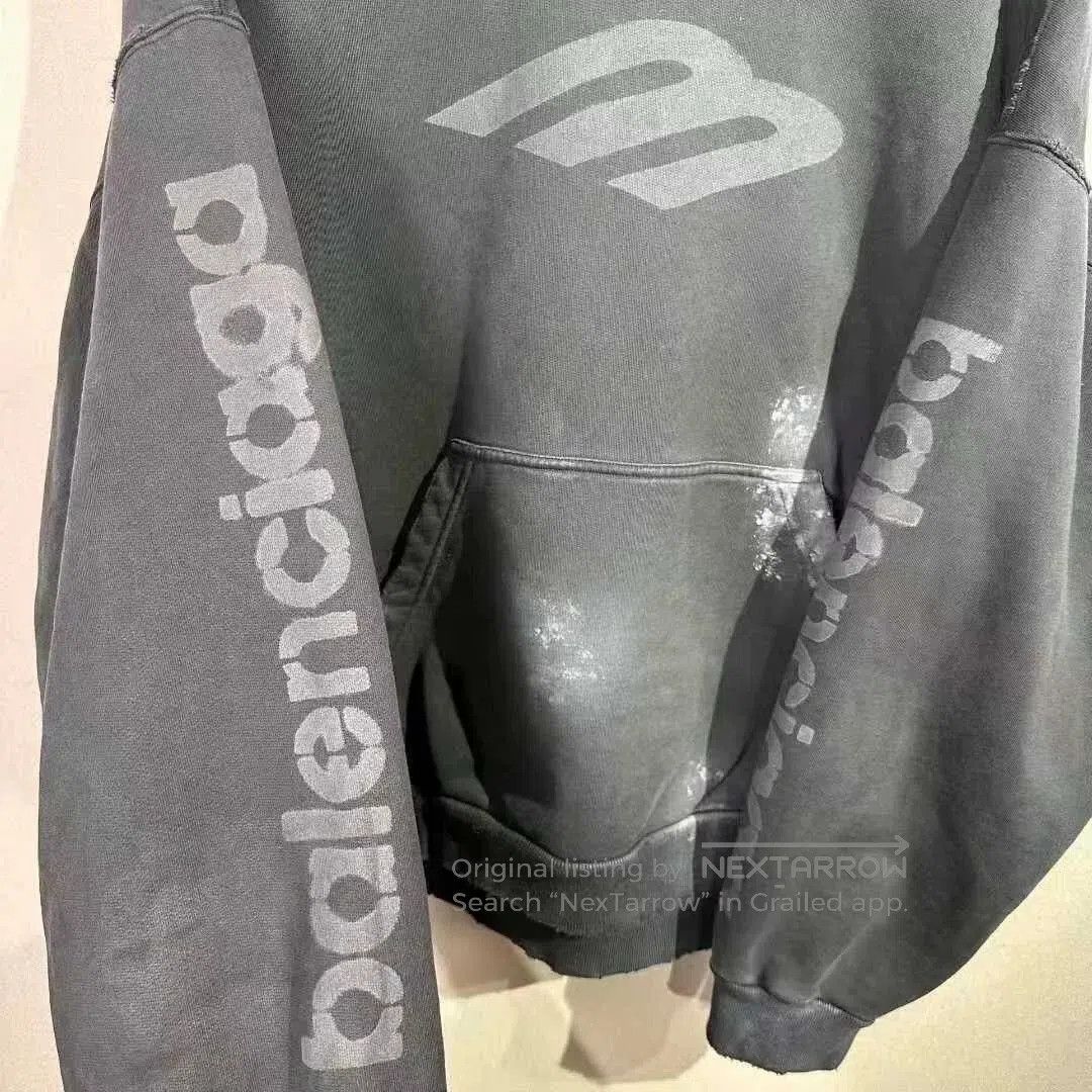 Balenciaga balenciaga 3b splatter hoodie in gray. Size US M / EU 48-50 / 2 - 3 Thumbnail
