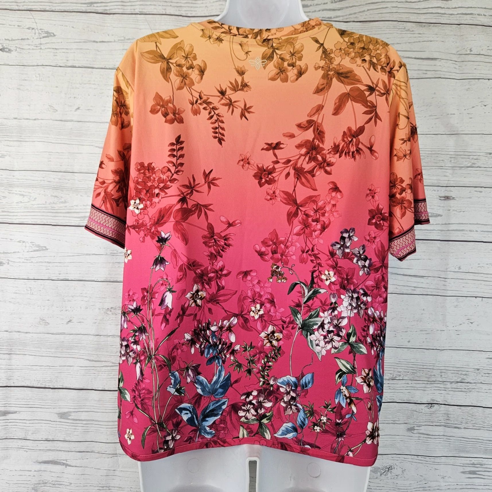 Johnny Was Johnny Was Active Womens Top Sz Small Pink Orange Floral Blouse Shirt Womens Small Pink Floral 90s-Style Size S / US 4 / IT 40 - 3 Thumbnail