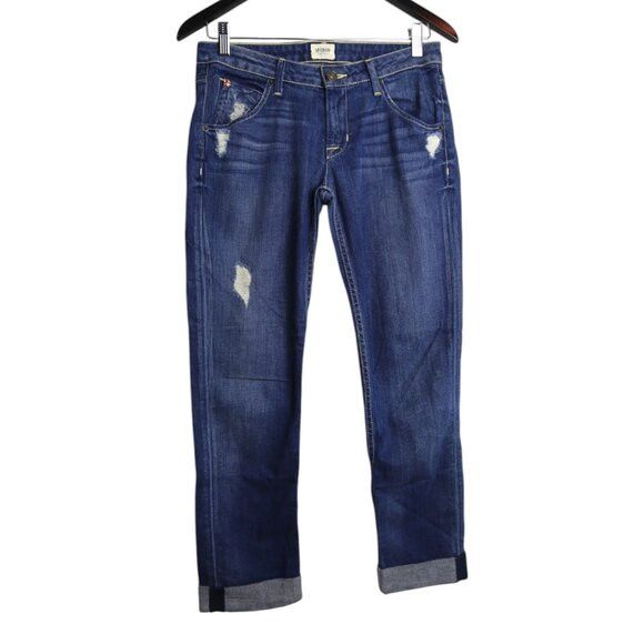 Hudson Hudson Jeans Blue Skinny Cropped Rolled Cuff Raw Hem Size 30" / US 8 / IT 44 - 1 Thumbnail