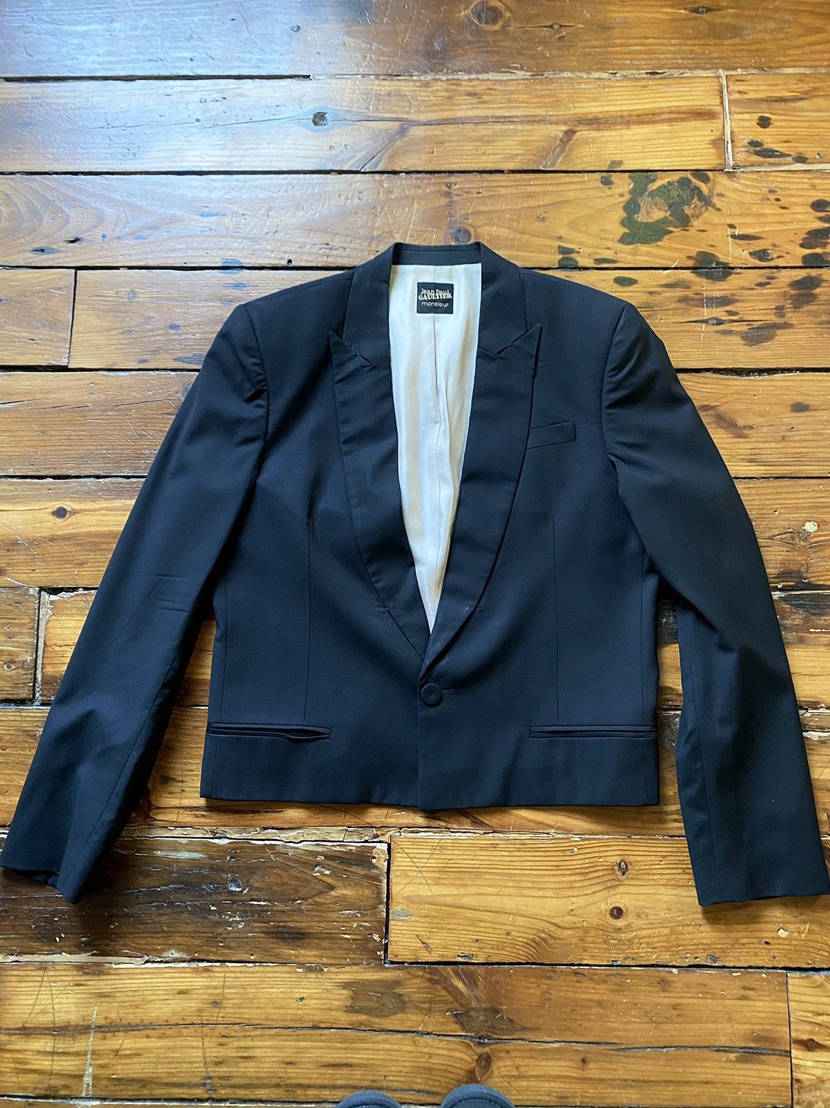Jean Paul Gaultier 90s Jean Paul Gaultier Cropped Black Blazer Size 50S - 5 Thumbnail
