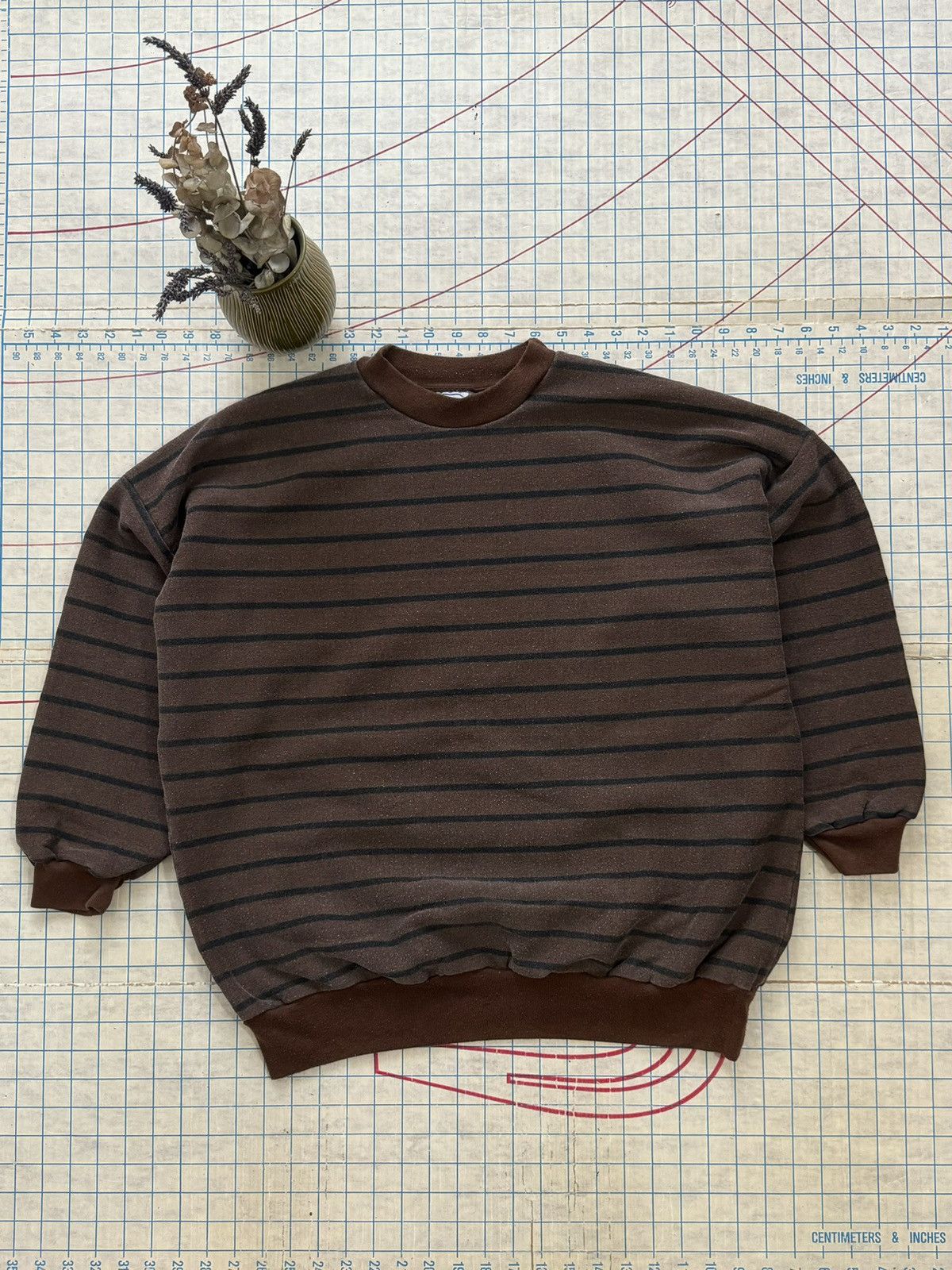 Other × Vintage Vintage 80-90’s Brown Striped Pull Over Crewneck Womens XL Size XL / US 12-14 / IT 48-50 - 3 Thumbnail