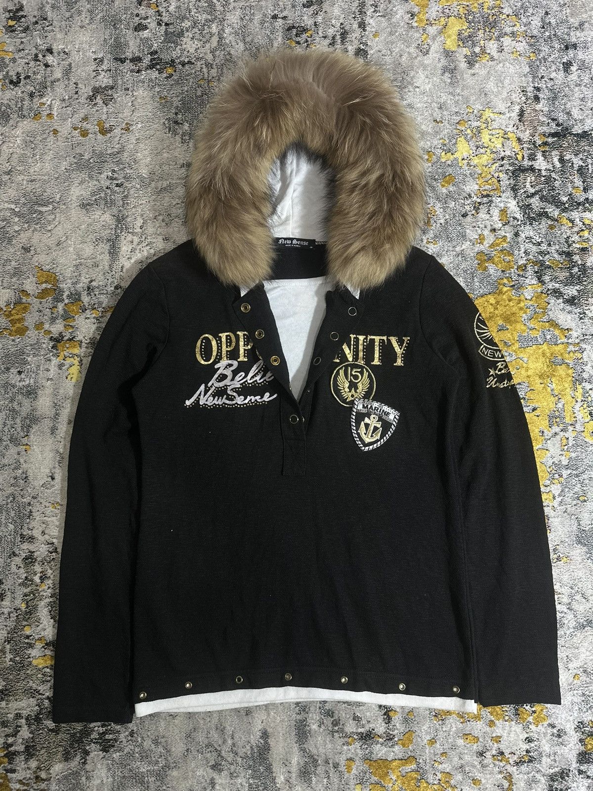 Beauty Beast FUR HOODIE STUDDED DOUBLE LAYER NEW SENSE I6W9 LGB STYLE Size US M / EU 48-50 / 2 - 3 Thumbnail