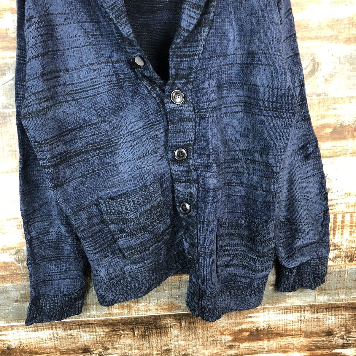 Homespun Knitwear Noble Dark Blue Cardigan Knitwear #A952 Size L / US 10 / IT 46 - 6 Thumbnail
