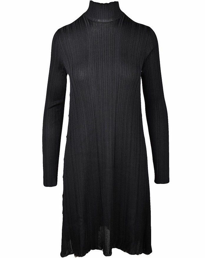 Bottega Veneta o1y0725 Turtleneck Mini Dress in Black Size S / US 4 / IT 40 - 1 Thumbnail