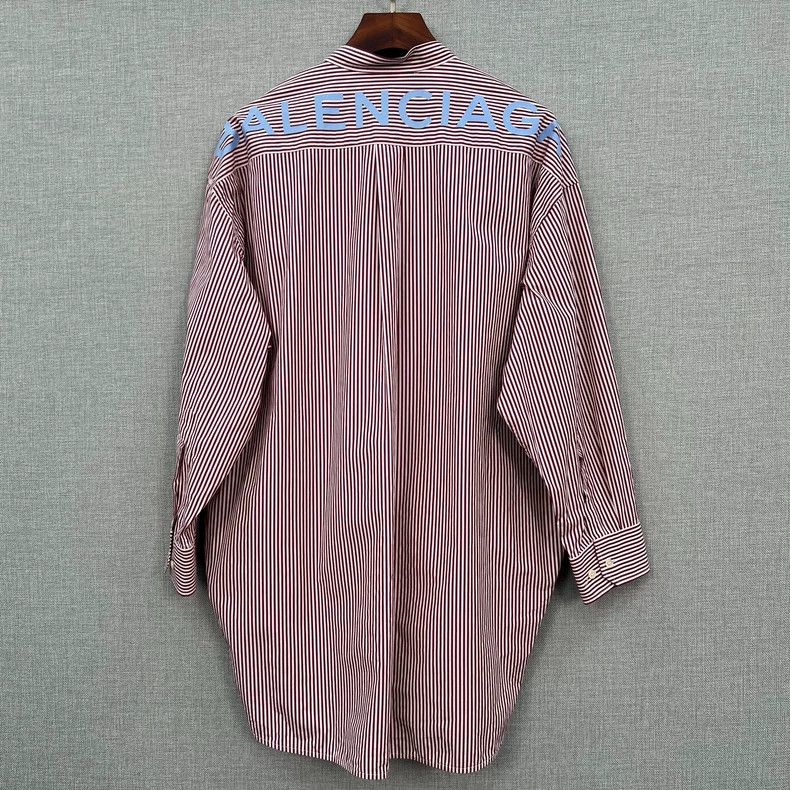Balenciaga Balenciaga size 40 Oversize back logo ribbon striped shirt Size L / US 10 / IT 46 - 2 Thumbnail