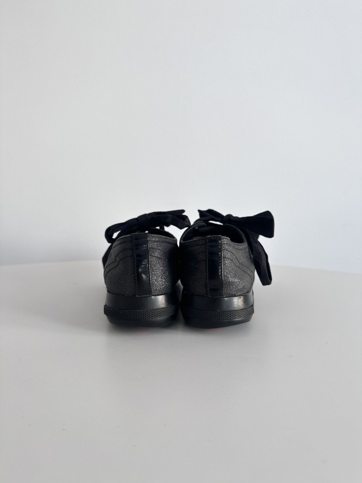 Prada 00s Prada Black Leather Glitter Low Trainers Shoes 37,5 Eu Size US 6.5 / IT 36.5 - 7 Thumbnail