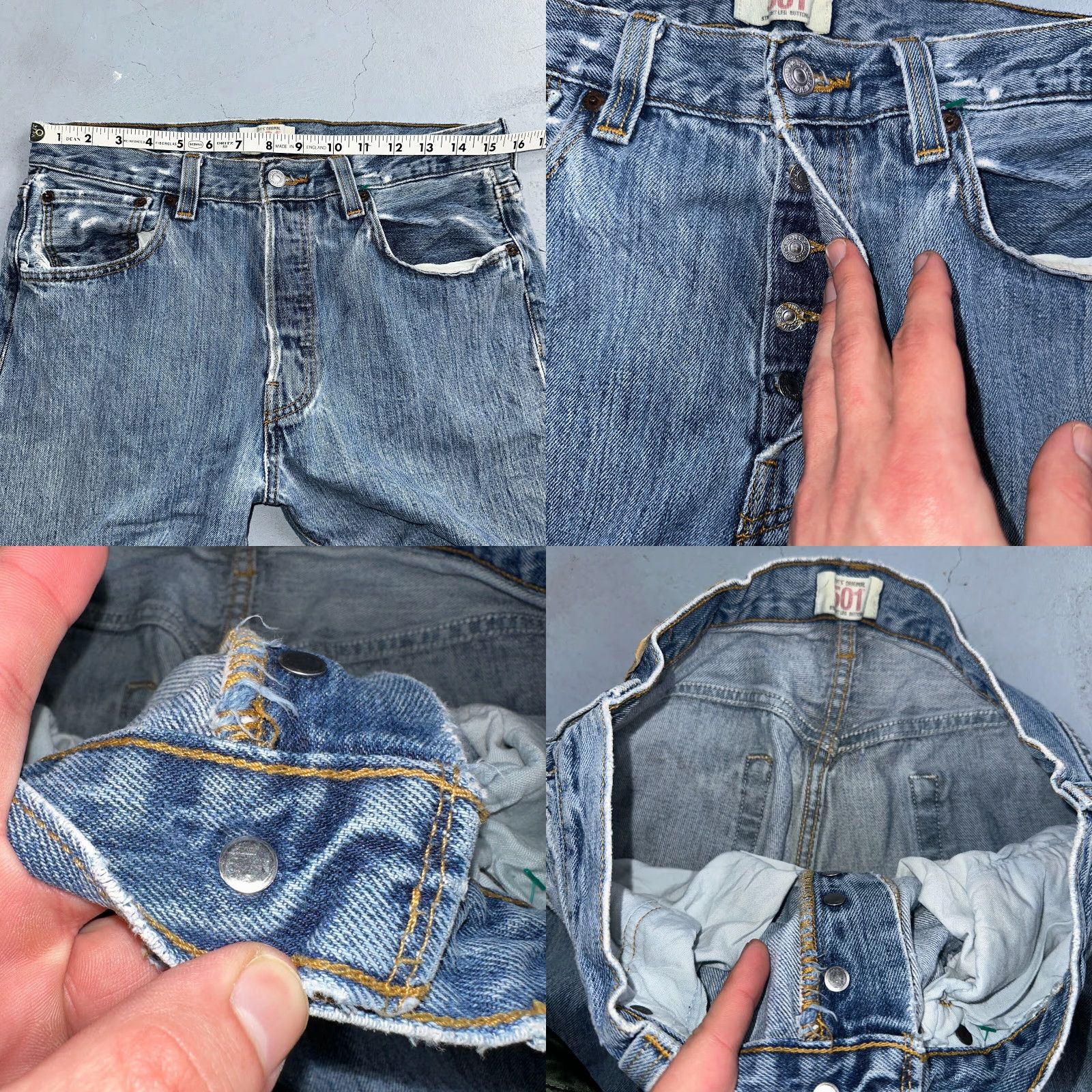 Levi's Levi's 501 Levi's Jeans Vintage 501 Straight Jeans Blue Light Wash 33x30 Mens Regular Jeans 90s Vintage Size US 33 - 8 Thumbnail
