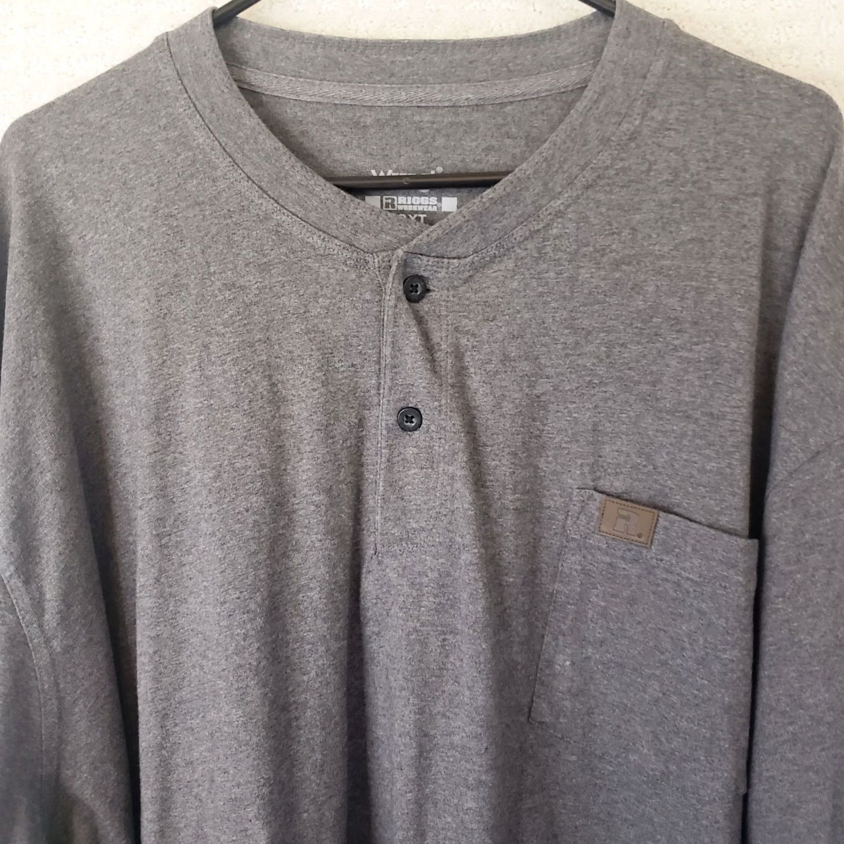 Wrangler VINTAGE Wrangler Riggs Workwear Mens 3XT Gray Henley Long Sleeve Heavy Cotton Tee Shirt Size US XXL / EU 58 / 5 - 3 Thumbnail