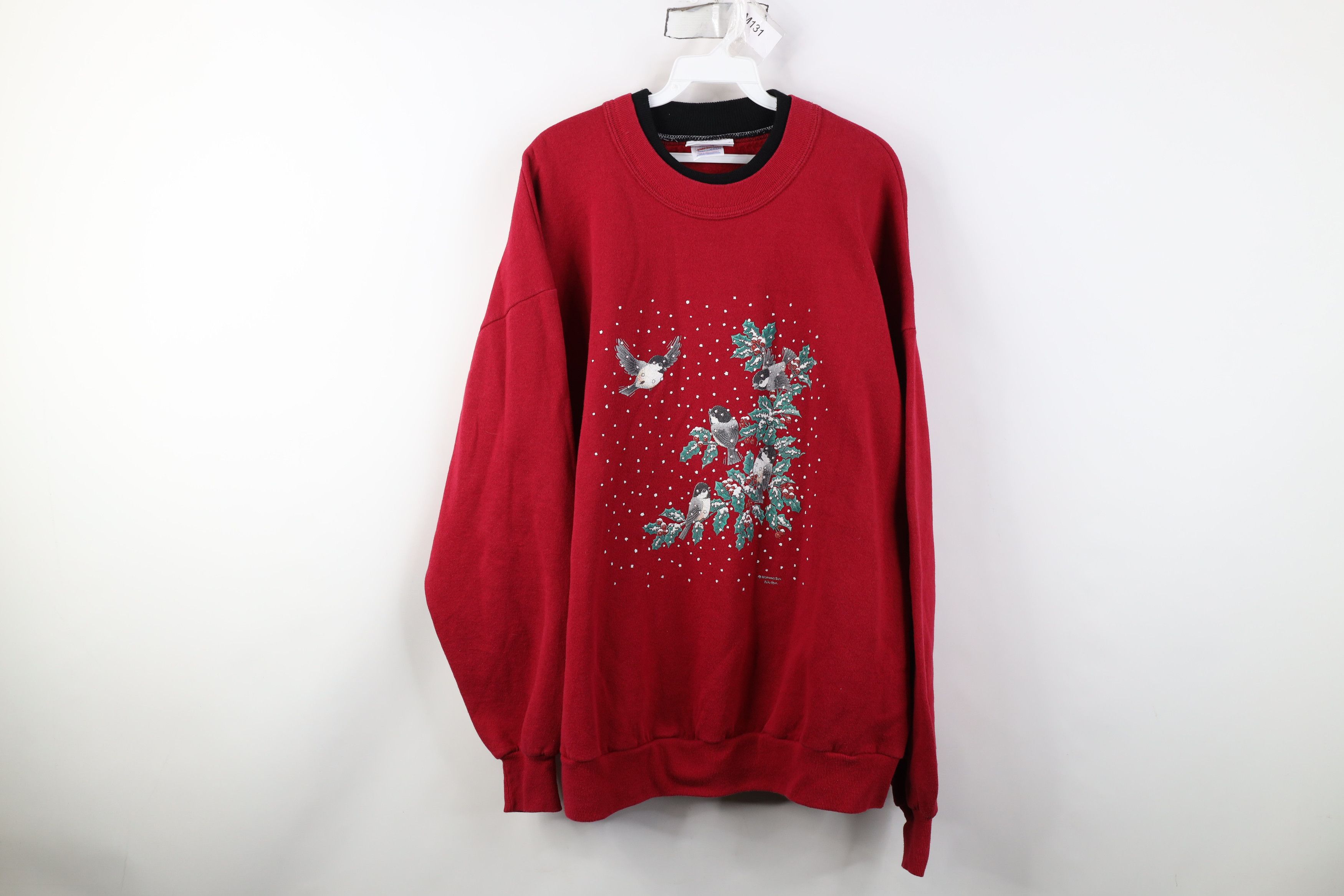 Vintage Vintage 90s Streetwear Christmas Birds Nature Sweatshirt Size XXL / US 16-18 / IT 52-54 - 1 Thumbnail