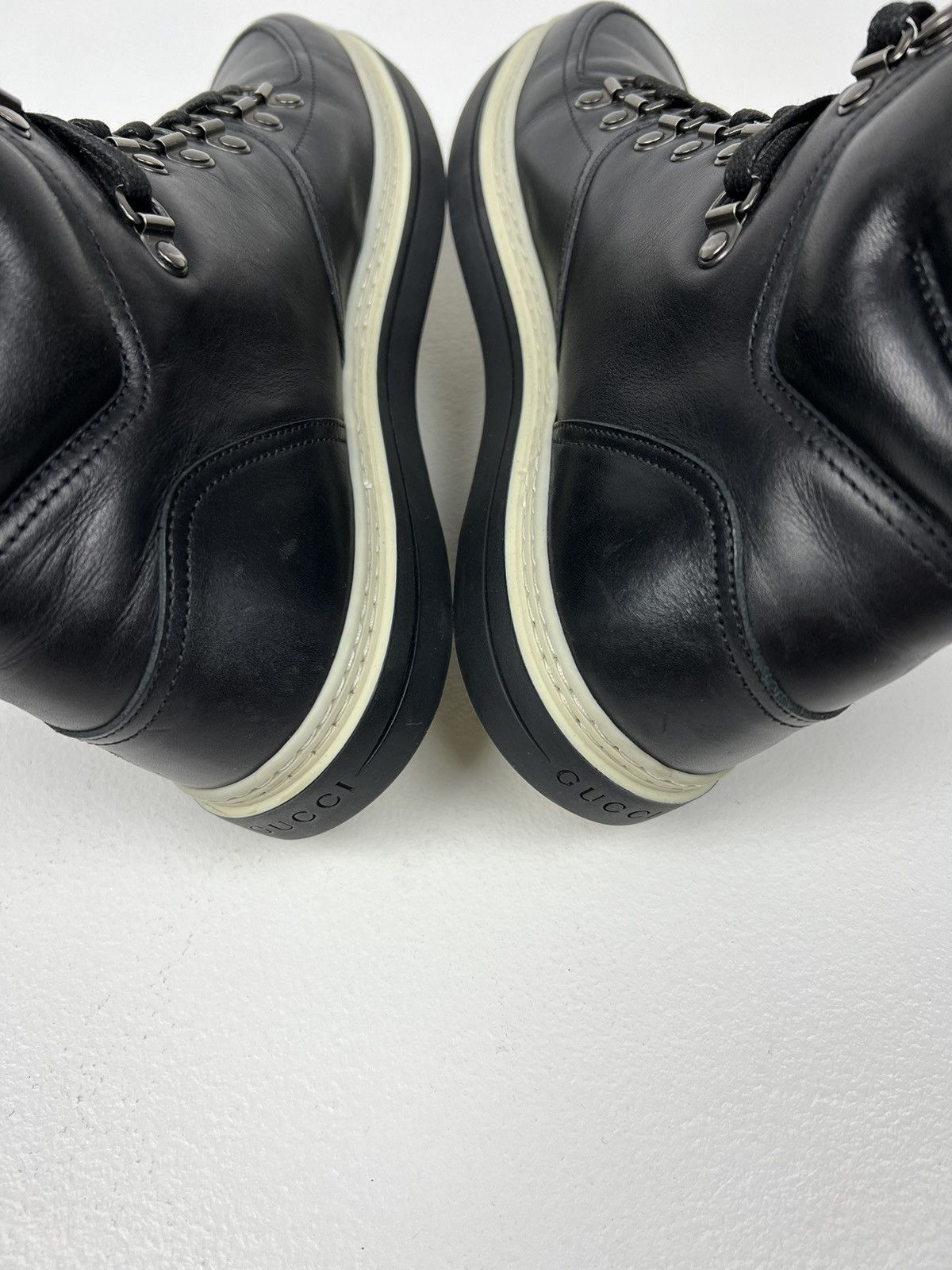 Gucci GUCCI Boots Leather Shoes GG Interlocking Logo Black Men’s Size US 6.5 / EU 39-40 - 10 Thumbnail