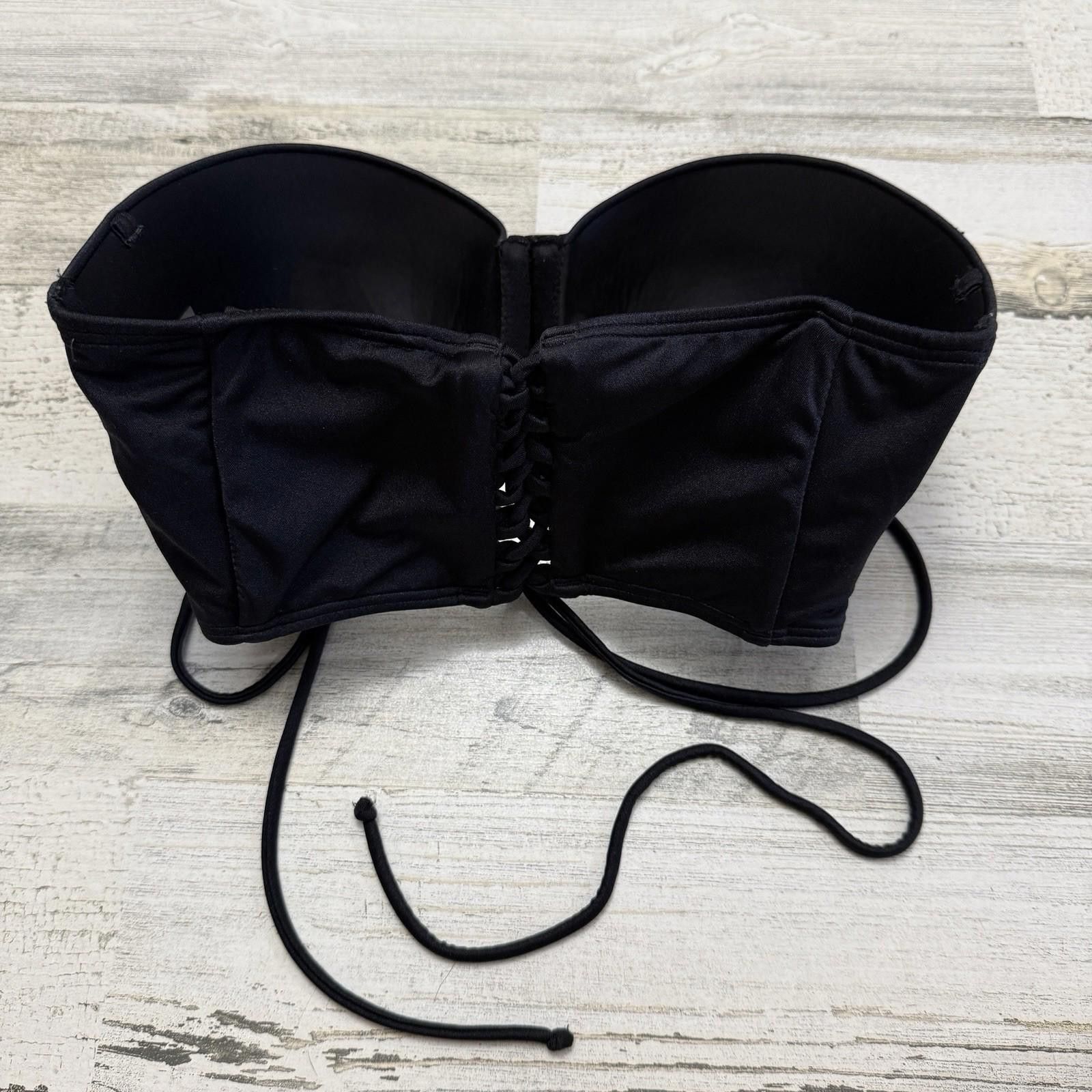 Designer Victorias Secret Black Rhinestone Bustier Bra 36D Size ONE SIZE - 2 Thumbnail