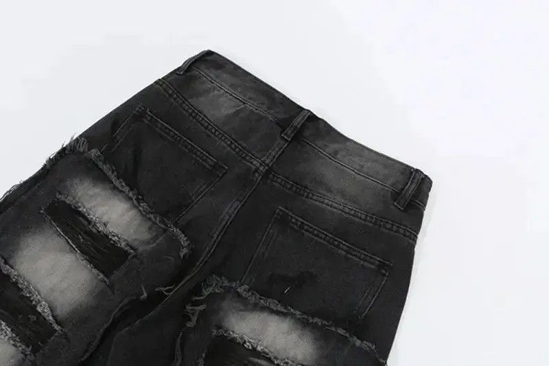 Japanese Brand Y2k streetwear frayed straight jeans trousers with holes Size US 30 / EU 46 - 3 Thumbnail