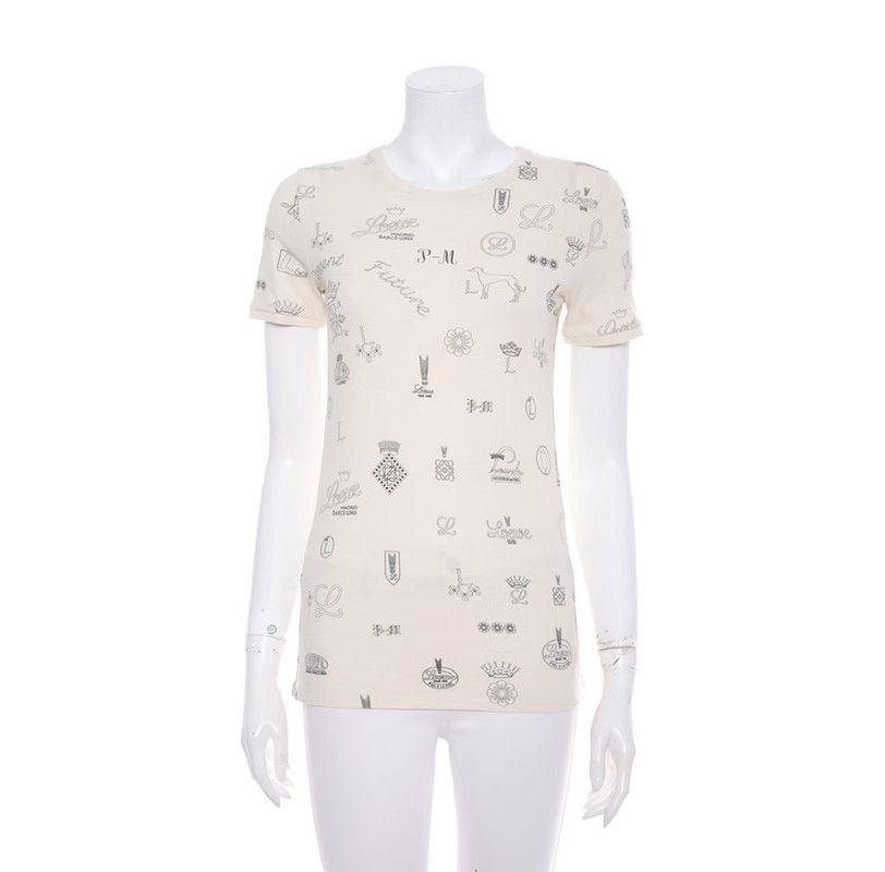 Loewe Loewe Beige Cotton Blend Short Sleeve T-Shirt 0089 Size S / US 4 / IT 40 - 1 Thumbnail