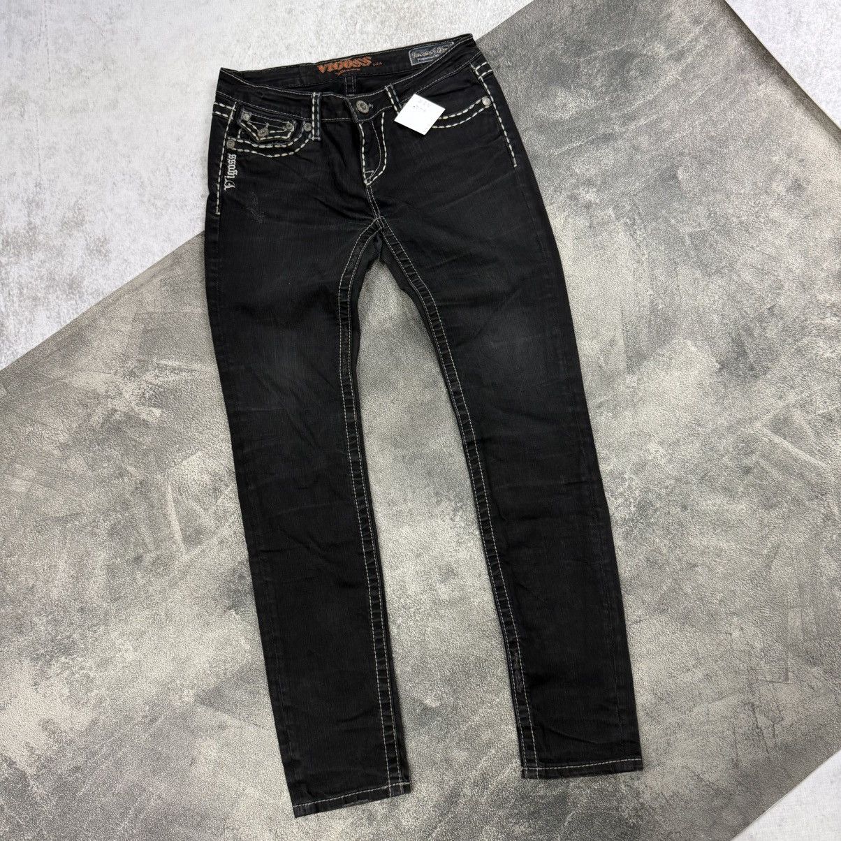 Vintage Vigoss U.S.A. black chain stitch flared jeans wonderafted Size US 30 / EU 46 - 3 Thumbnail