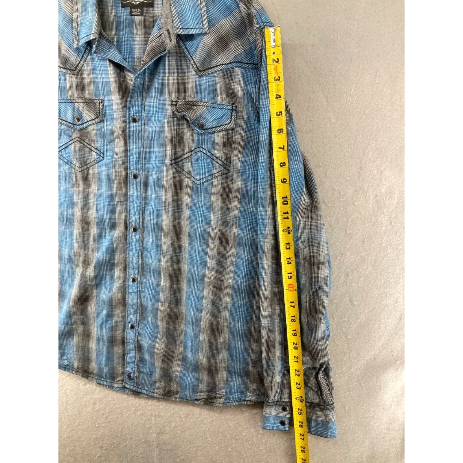 Cody James Cody James Western Shirt XL Blue Striped Snap Button-Up Regular Fit Mens Size US XL / EU 56 / 4 - 4 Thumbnail
