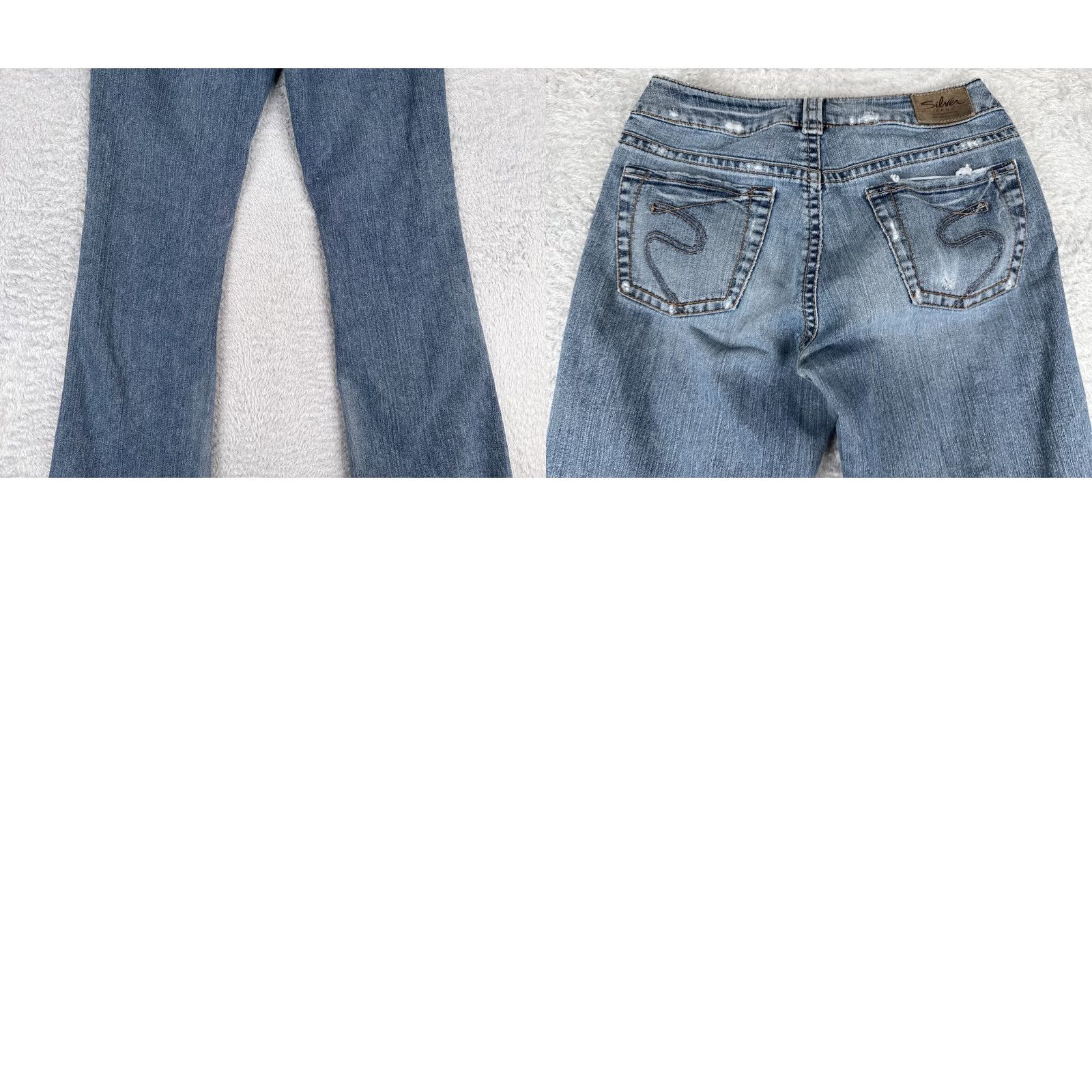 Silver Jeans Co. Silver Jeans Suki Womens Jeans Bootcut 30x29 Blue Denim Distressed Cotton Regular 5-Pocket Pocket Style MId Rise - Silver Jeans Size 30" / US 8 / IT 44 - 10 Thumbnail
