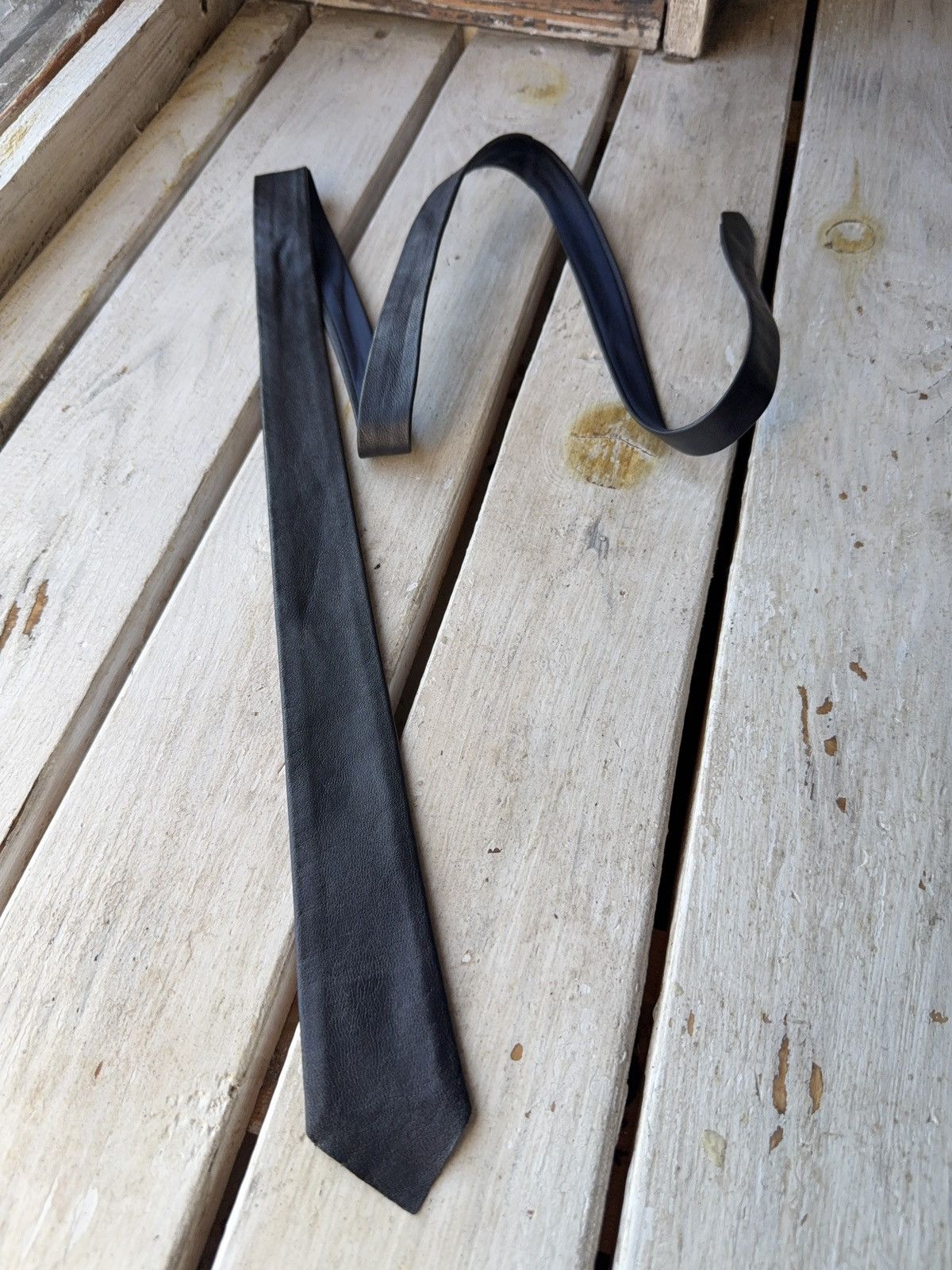 Japanese Brand Vntg Dark Blue W-Germany Leather Tie 90s Opium Rock Style Size ONE SIZE - 1 Thumbnail