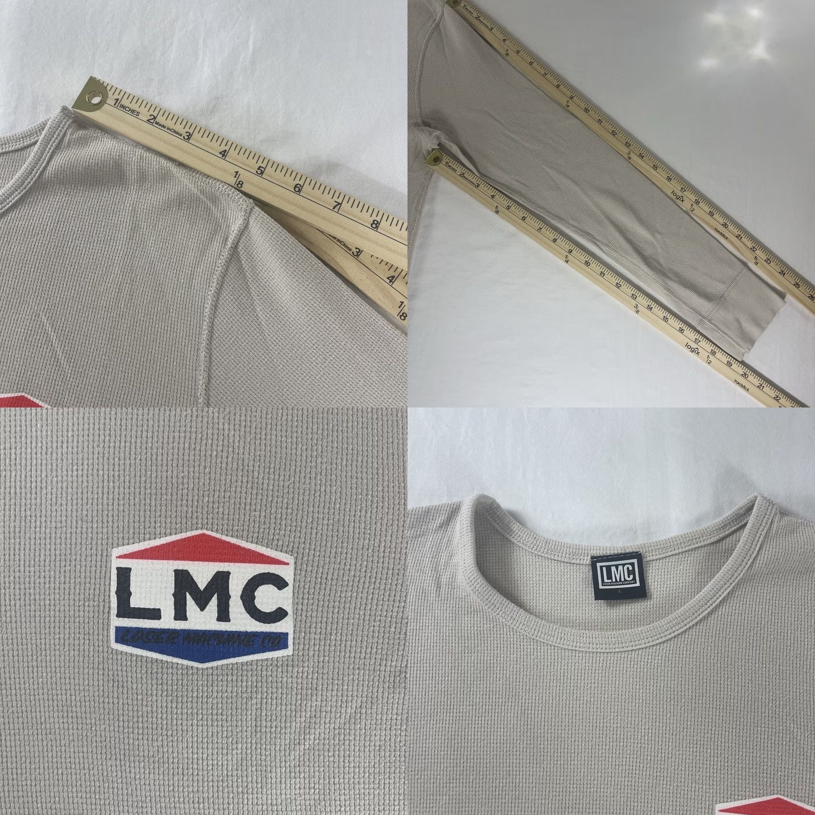 CO L Loser Machine L Thermal Shirt Long Sleeve Mens T-Shirt Beige Cotton Thermal LMC 80s Motorcycle Racing Henley Size US L / EU 52-54 / 3 - 8 Thumbnail