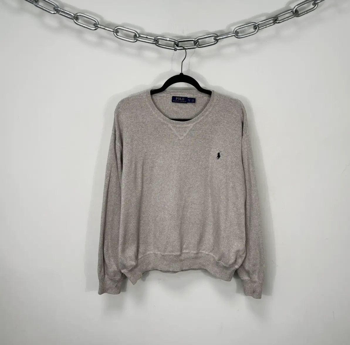 Polo Ralph Lauren × Ralph Lauren × Vintage Vintage Polo Ralph Lauren Sand Beige Classic Cotton Sweater Size US XL / EU 56 / 4 - 1 Thumbnail