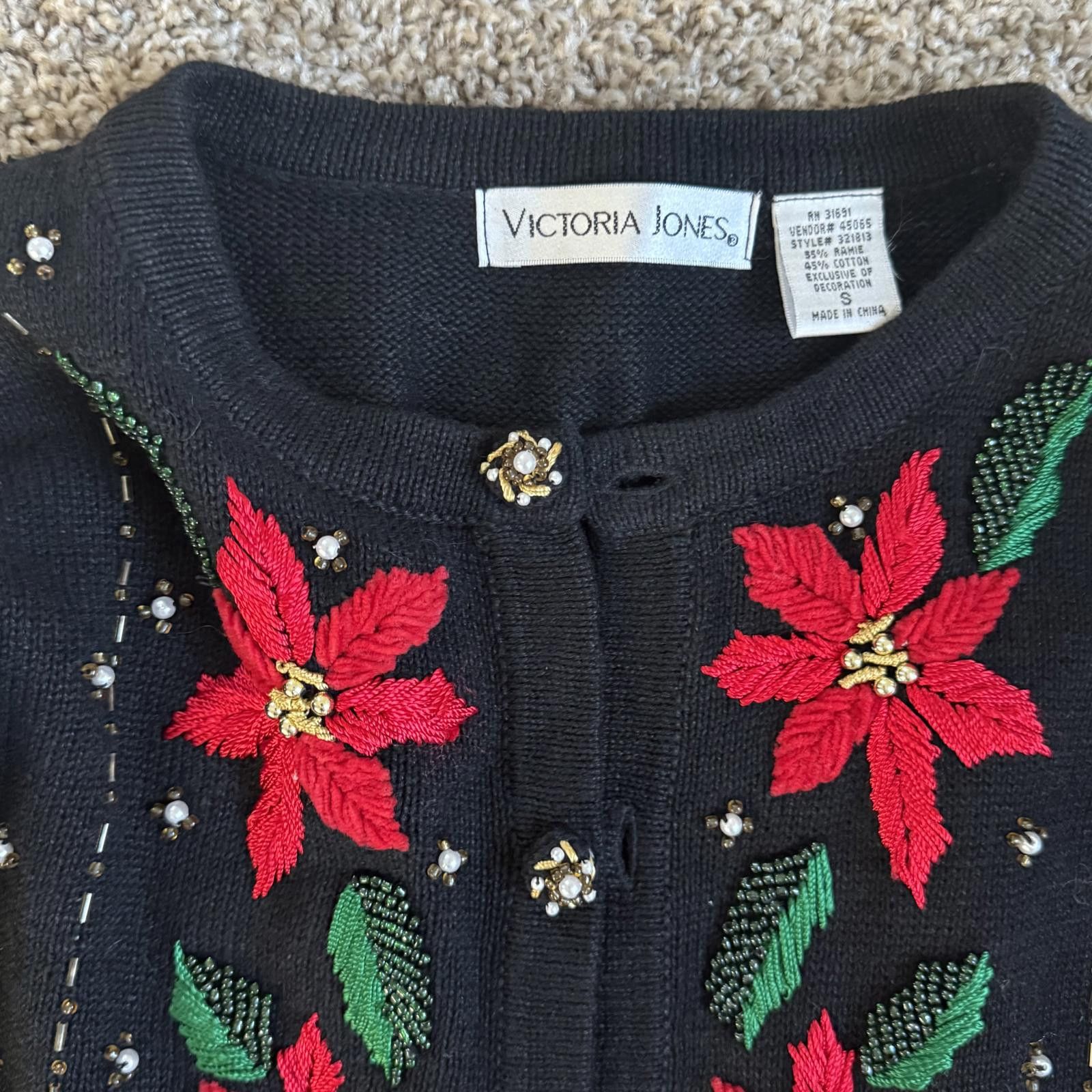 Other Victoria Jones Christmas Floral Button-Up Cardigan Size S / US 4 / IT 40 - 3 Thumbnail