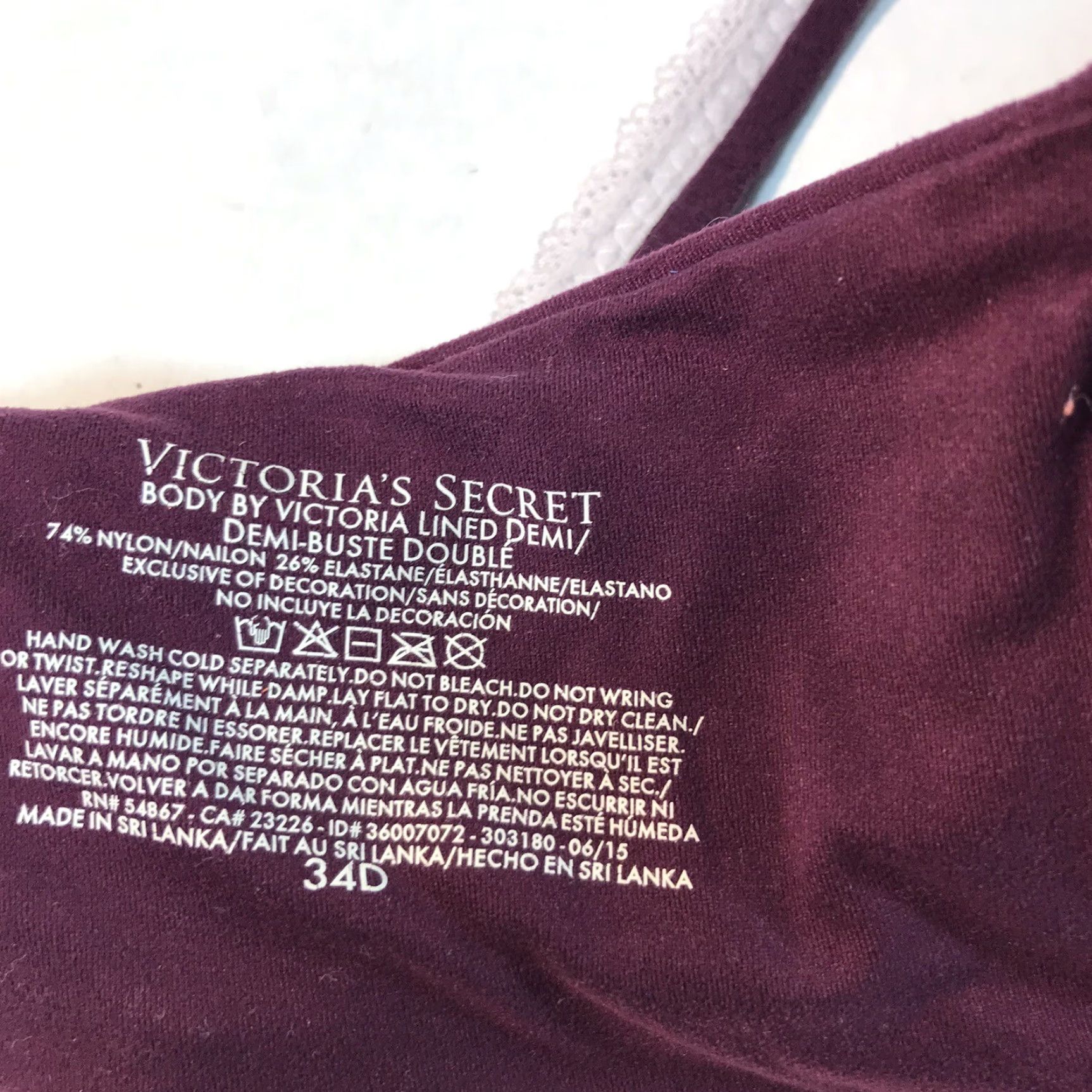 Vintage Body by Victoria Purple Push Up Bra Womens 34D Underwired Lightly Lined Lace Size ONE SIZE - 3 Thumbnail