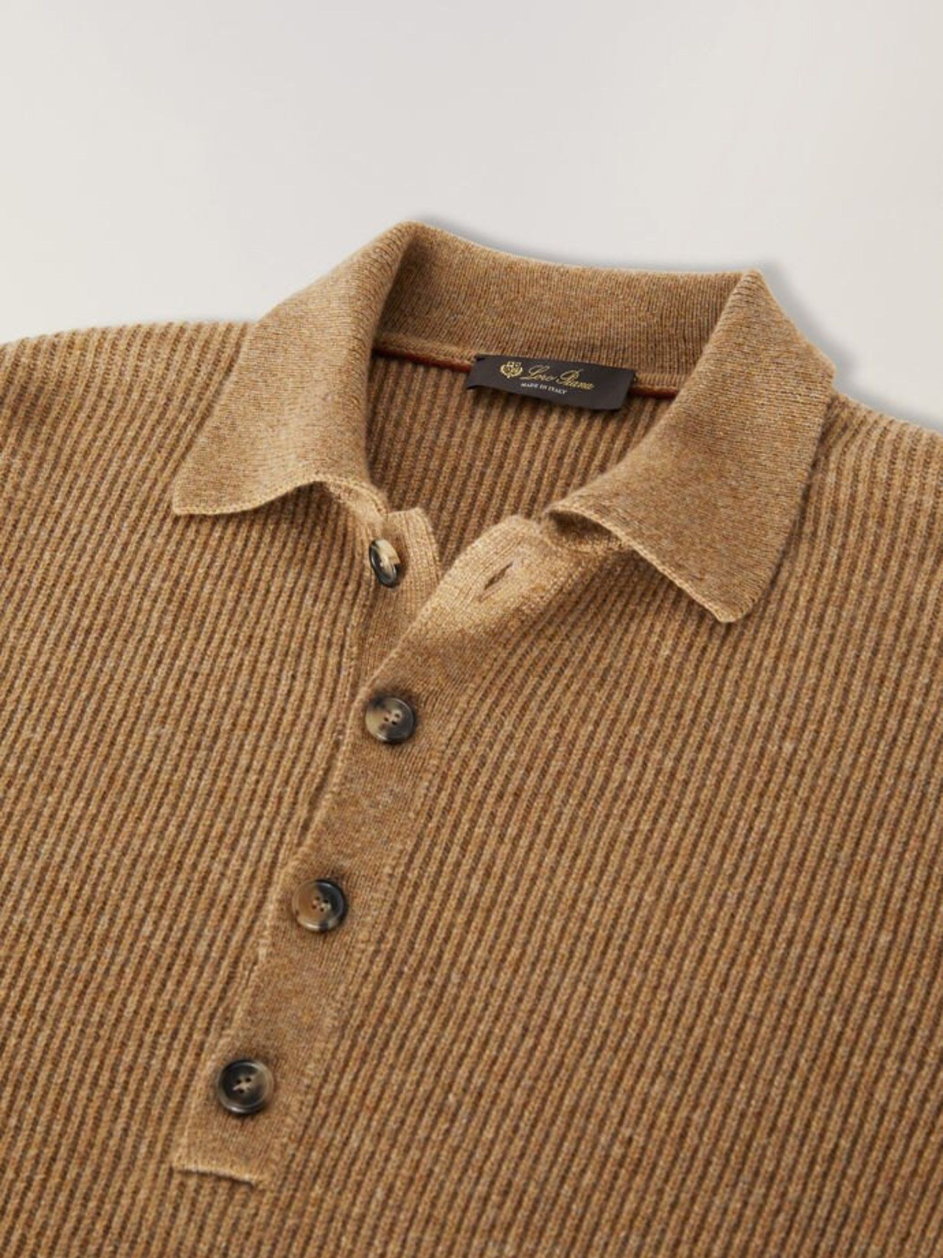 Loro Piana o1w1db10724 Leth Cashmere Polo Shirt in Brown Size US M / EU 48-50 / 2 - 7 Thumbnail
