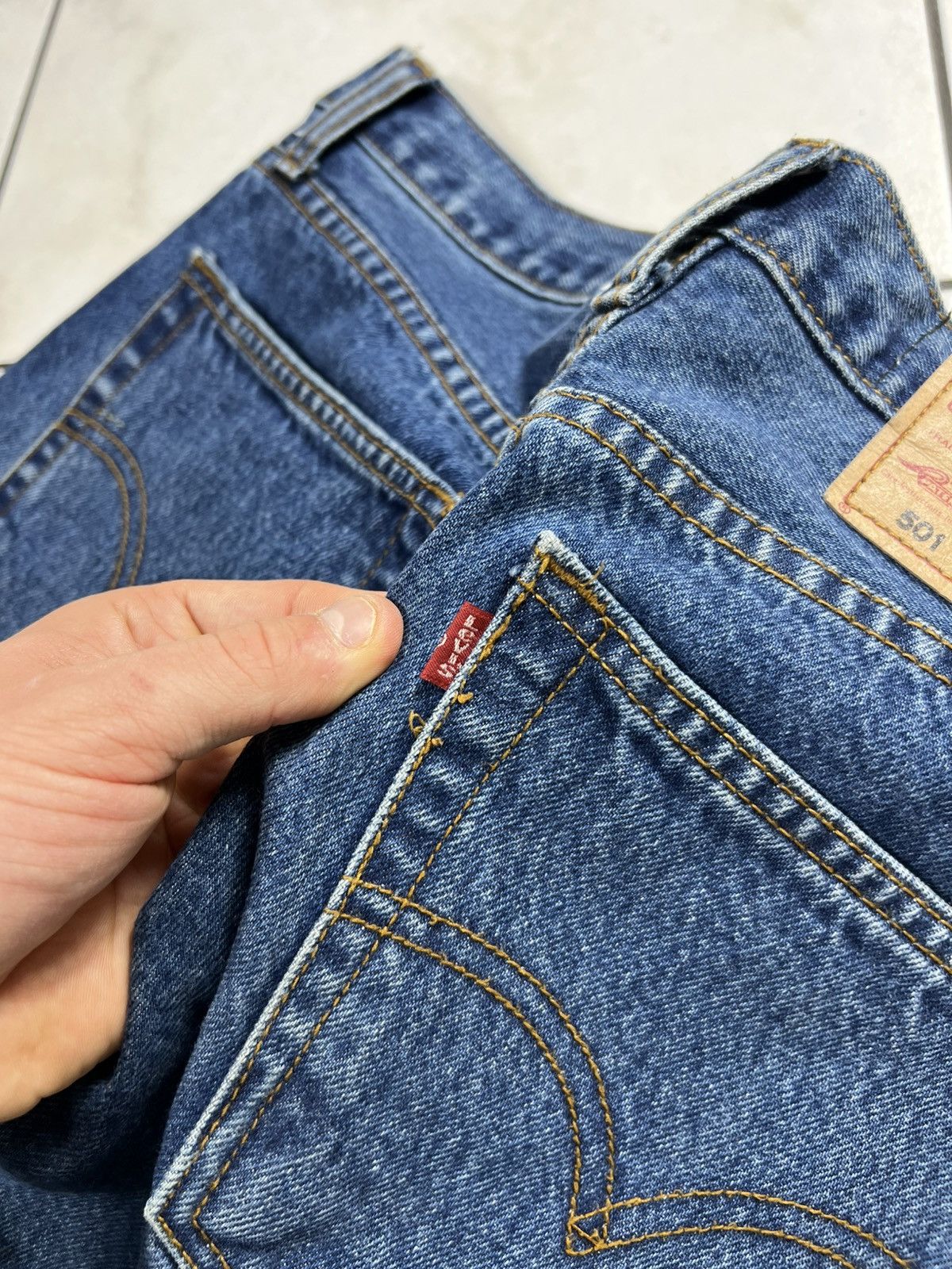 Levi's Vintage 90s Levi’s 501 hybrid leather denim tied strap pants Size US 32 / EU 48 - 19 Thumbnail