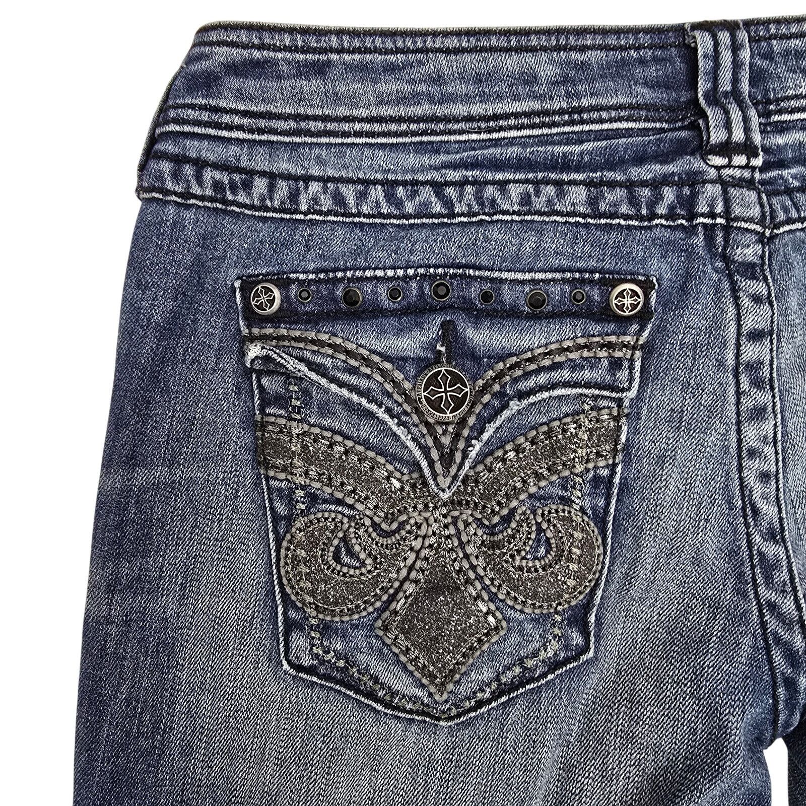 Affliction Affliction ZIGGY Embellished Jeans Size 29 Flare Low Rise Size 29" - 9 Thumbnail