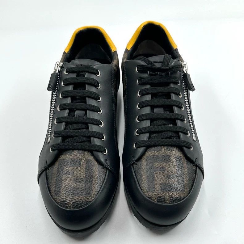 Fendi Fendi Black Brown Logo LaceUp Sneakers Size US 8.5 / EU 41-42 - 2 Thumbnail