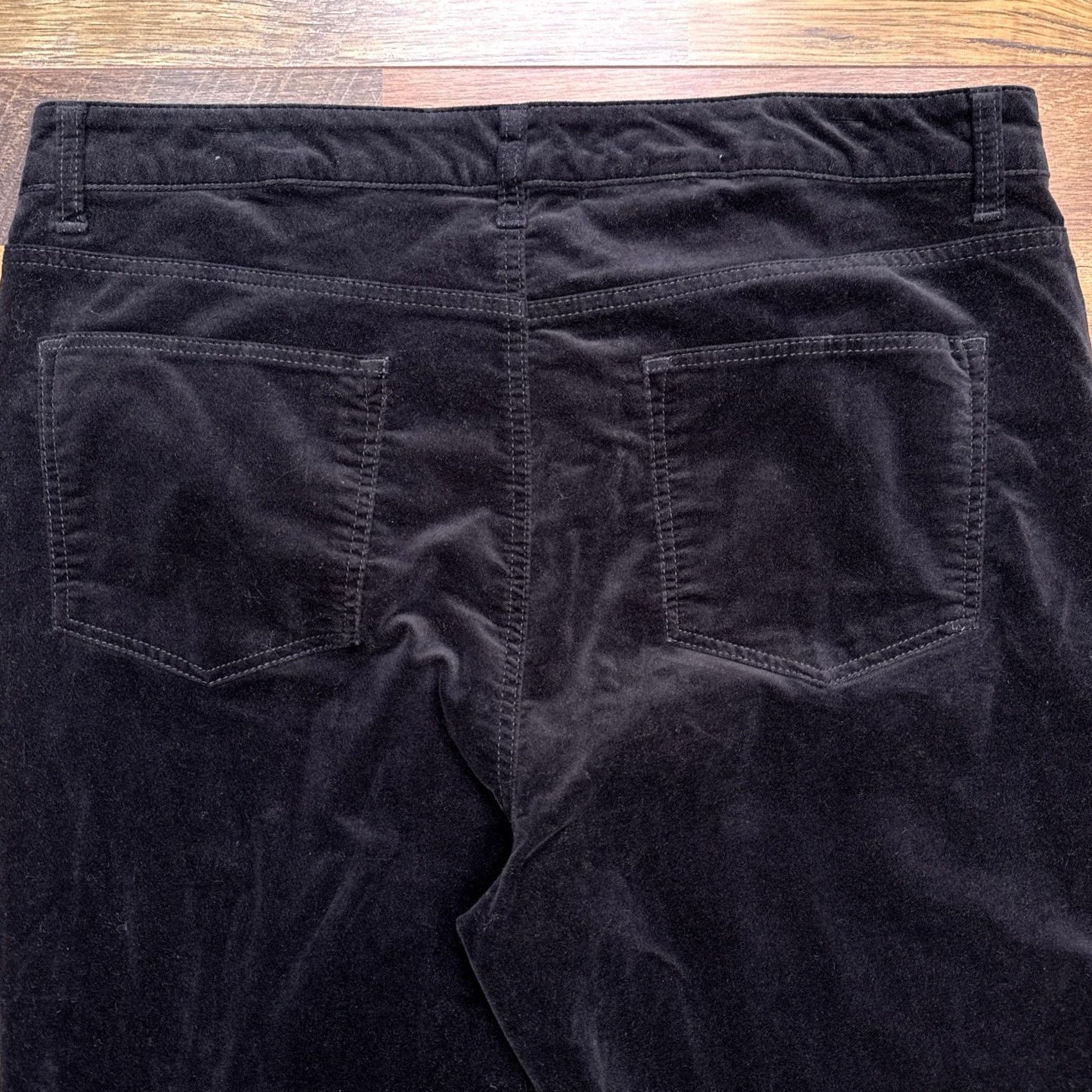 Talbots Talbots Velvet High Waist Straight Leg Pants 16 Black Stretch Size 38" / US 16 / IT 52 - 6 Thumbnail