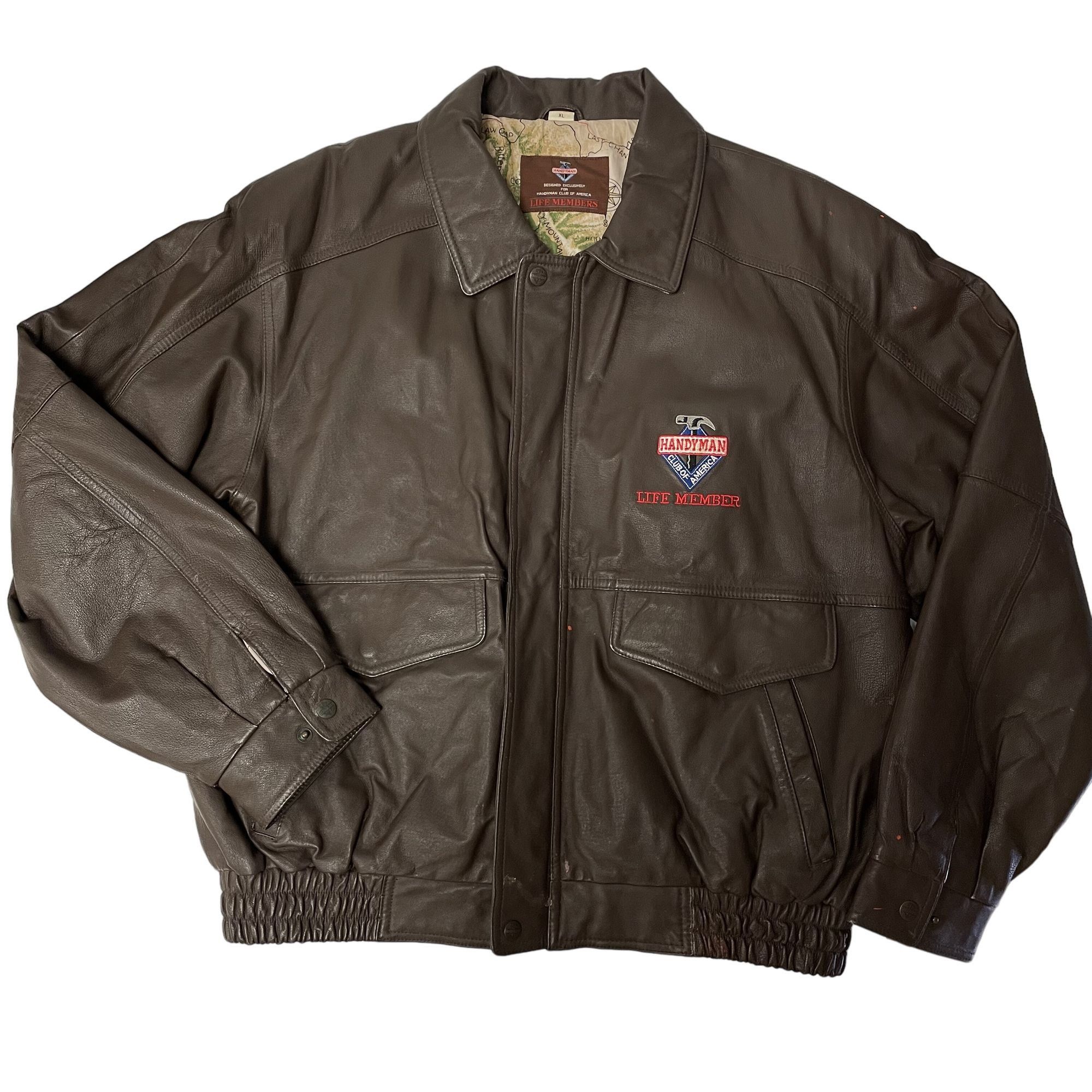 Other Vtg Handyman Club of America Brown Leather BOMBER Size US XL / EU 56 / 4 - 1 Thumbnail
