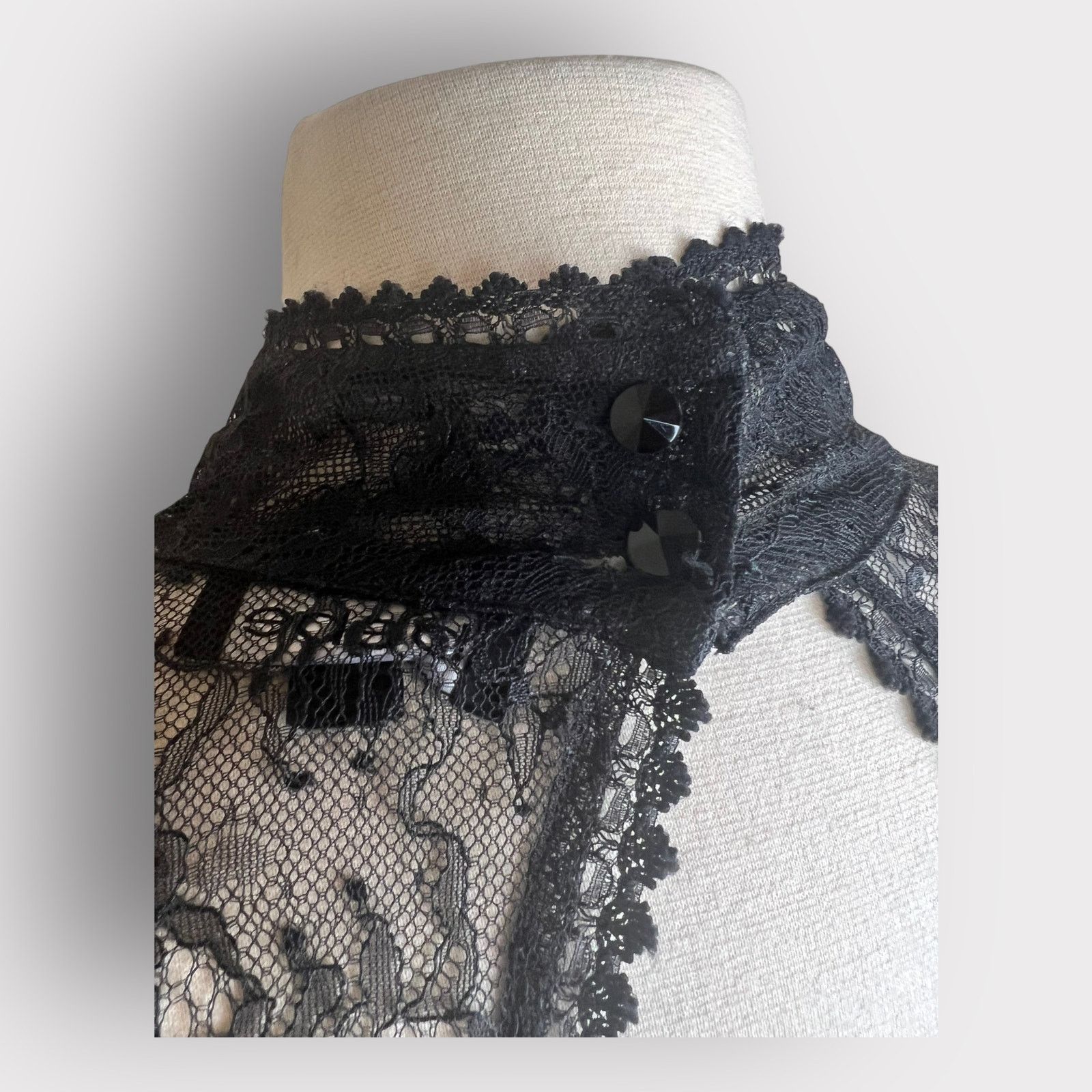 Vintage Bebe | Vintage Y2K Black Lace Cocktail High Neck Mini Dress Size S / US 4 / IT 40 - 6 Thumbnail