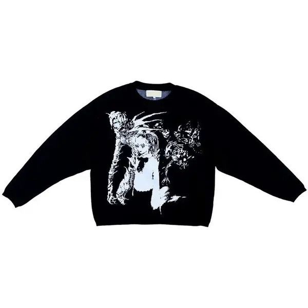 image of Vintage Gothic Y2K Streetwear Sweater Retro Kawaii Girl in Black, Men's (Size Medium)