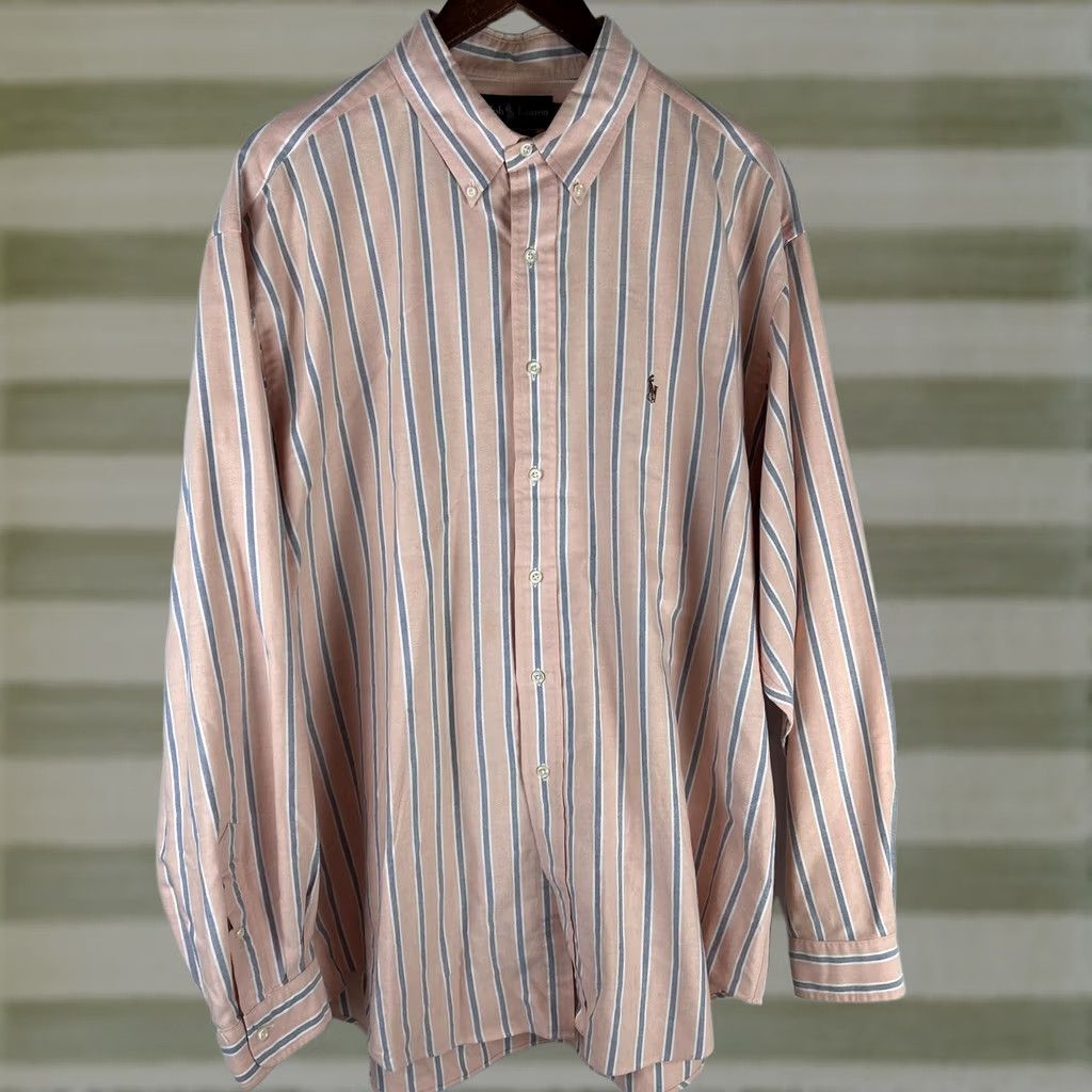 Ralph Lauren Ralph Lauren Shirt Mens 2XL Pink Blue Stripe Yarmouth Oxford Button-Down Size US XXL / EU 58 / 5 - 1 Thumbnail