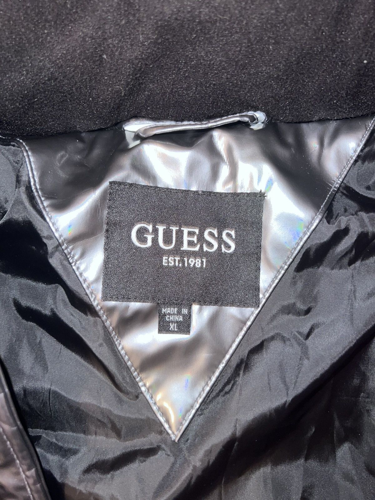 Guess GUESS Men's Holographic Hooded Puffer Jacket Graphite Gray Size US XL / EU 56 / 4 - 4 Thumbnail