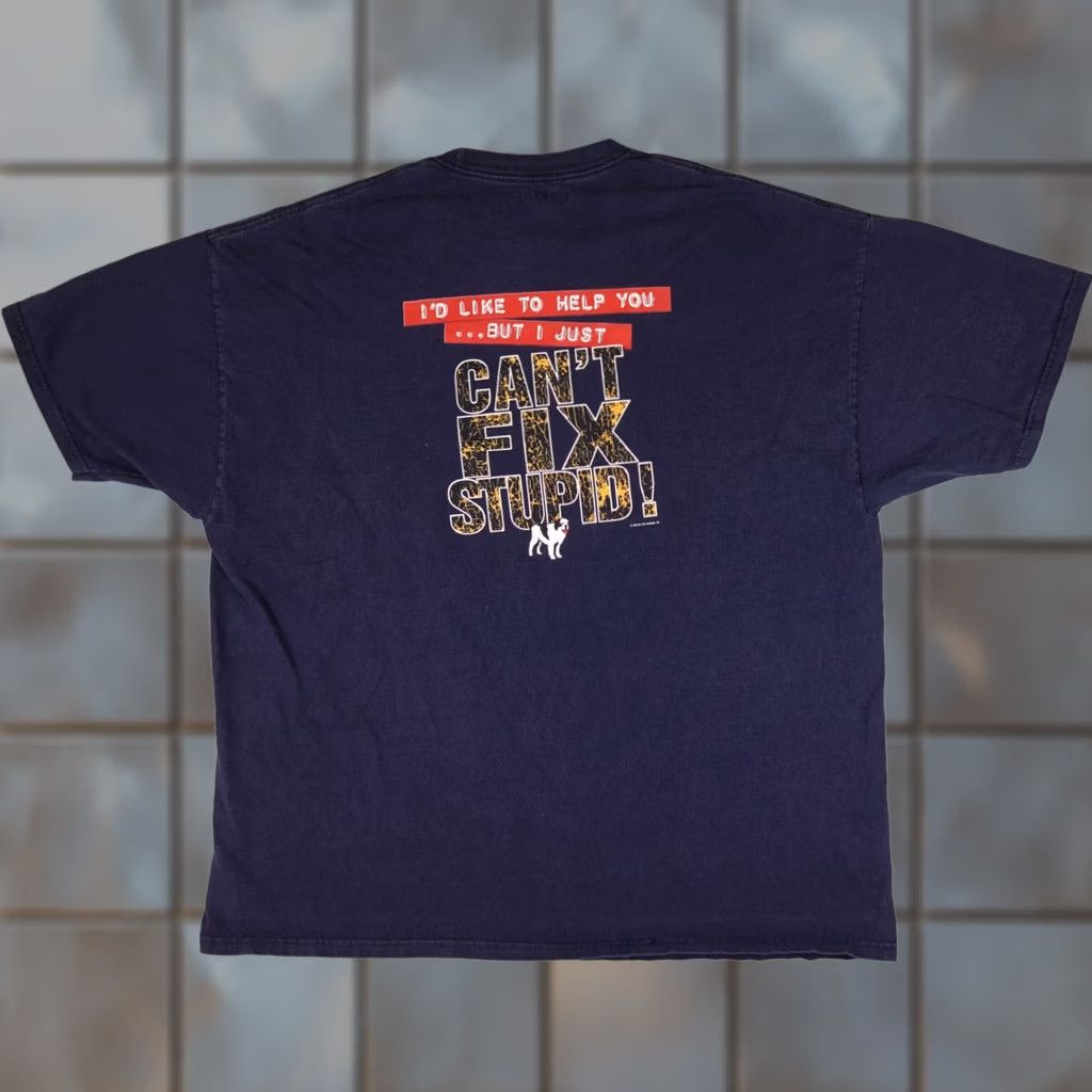 Big Dogs VINTAGE Big Dogs Shirt Mens 3X Blue Short Sleeve 2006 Can't Fix Stupid Graphic Size US XXL / EU 58 / 5 - 1 Thumbnail