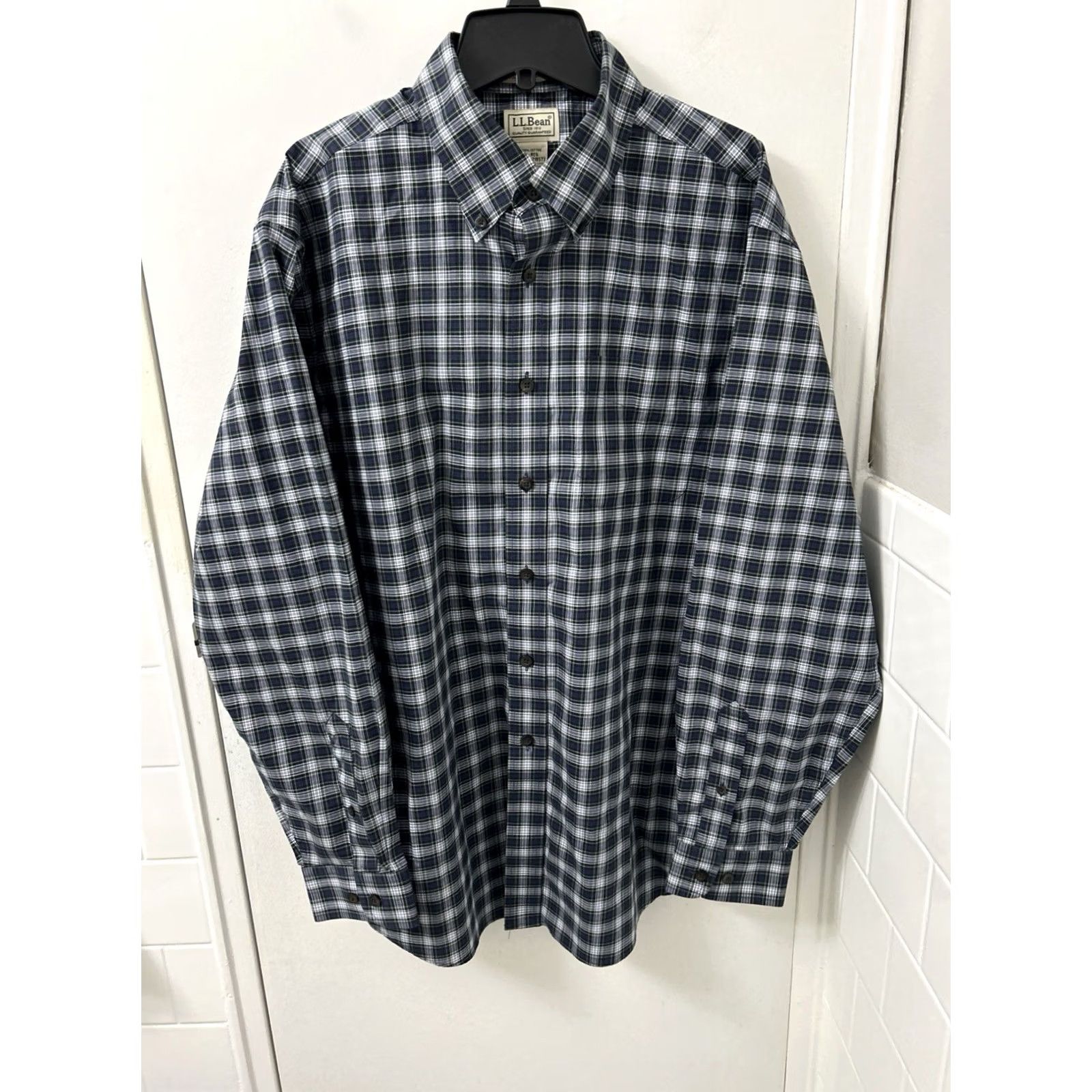 Vintage LL Bean Shirt Mens XL Blue Plaid Kennebunk Sport Oxford Button Down L/S 218573 Size US XL / EU 56 / 4 - 2 Thumbnail