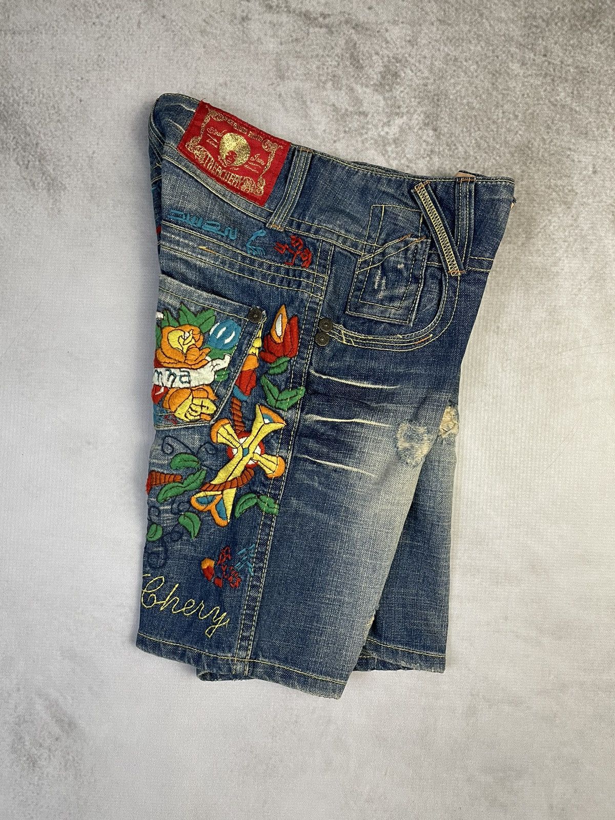 Hysteric Glamour Y2k Treachery Souljeans Hand Embroidery Denim Shorts Jorts Size 25" / US 0 / IT 36 - 6 Thumbnail