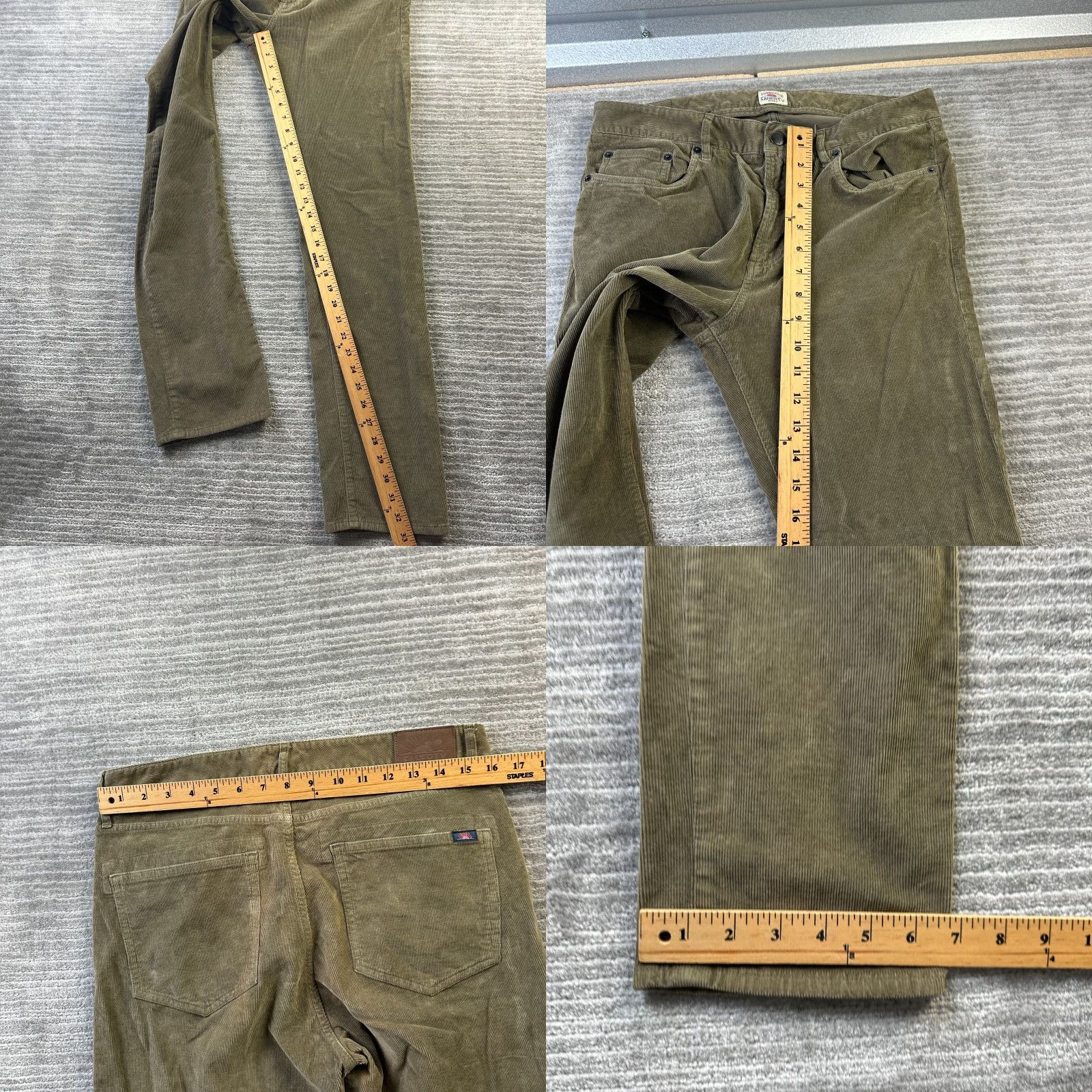 Faherty Faherty Pants Slim Chino 30x34 Blue Corduroy 5-Pocket Design Button Zip Flat Front Straight Mens Casual Fall Winter Spring Size US 30 / EU 46 - 8 Thumbnail