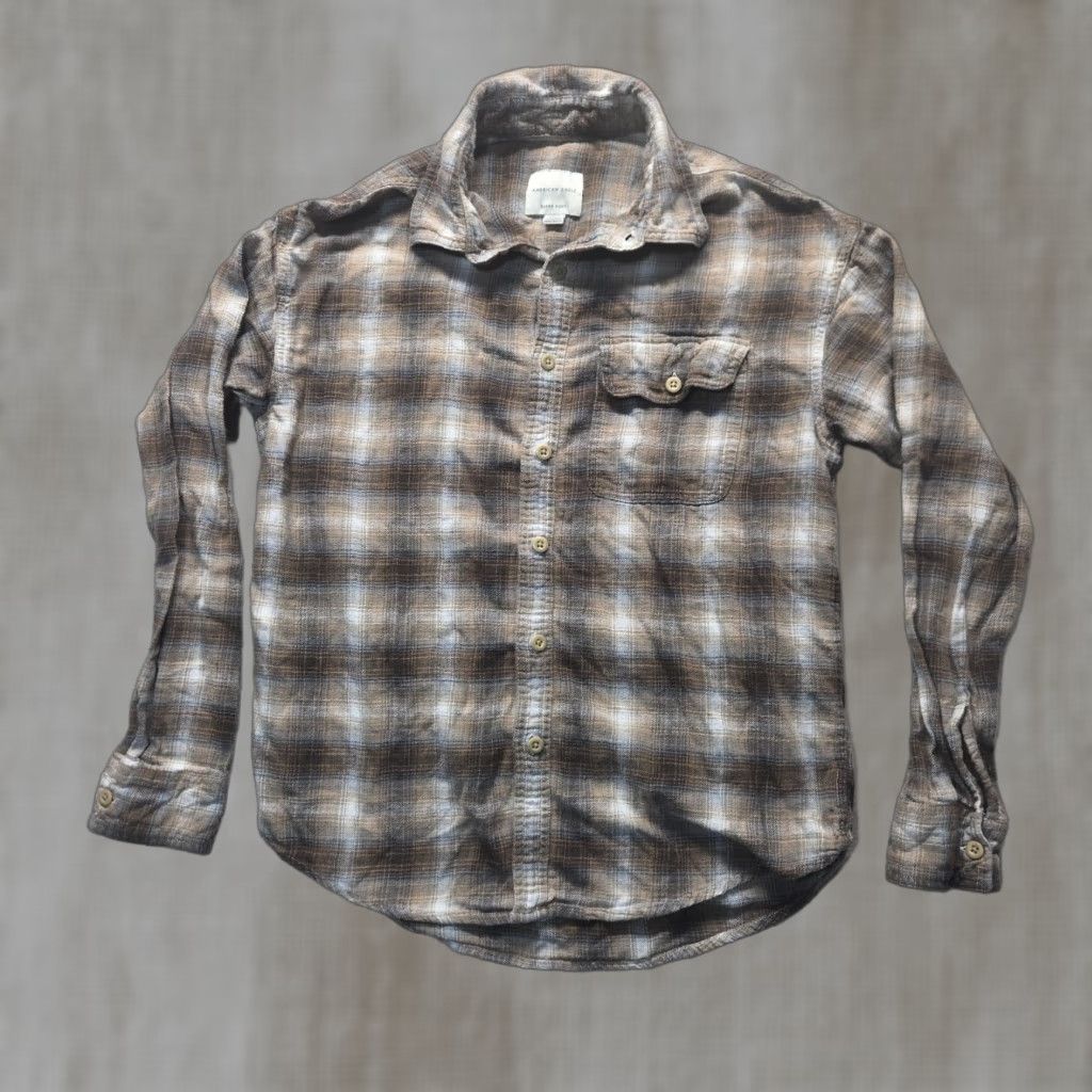 American Eagle Outfitters AMERICAN EAGLE Outfitters Button-Up Shirt Brown Plaid Flannel Regular S Mens Small Classic Shirt Adults Brown Plaid Super Soft Shirt Size US S / EU 44-46 / 1 - 1 Thumbnail
