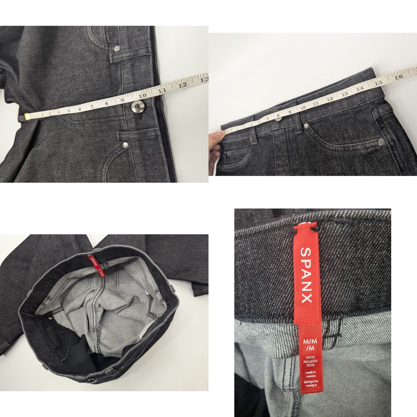 Spanx SPANX Jeans Women's Medium Charcoal Wide-Leg Pull-On High Rise Stretch 20521Q Denim Black Size 32" / US 10 / IT 46 - 8 Thumbnail