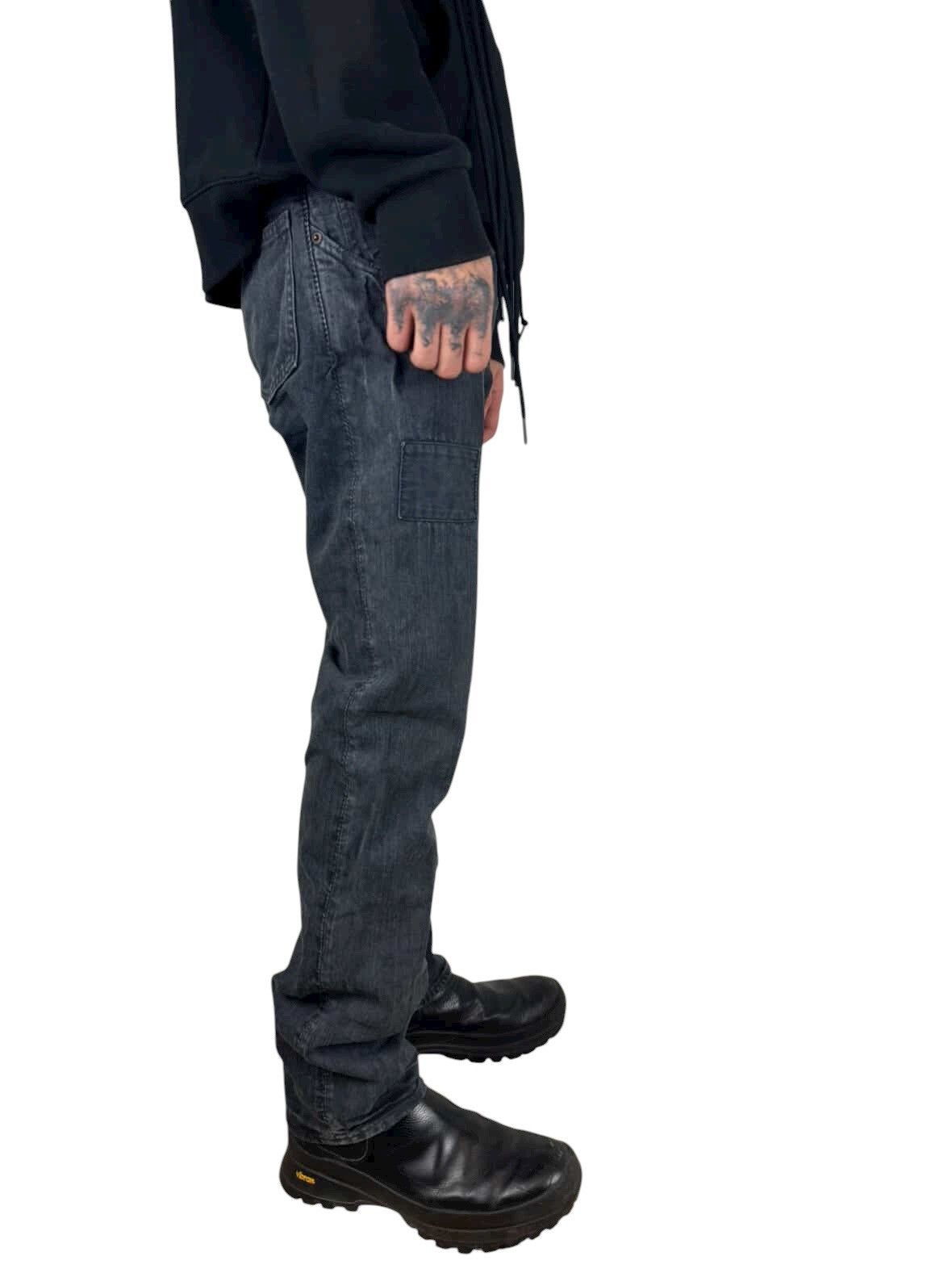 Japanese Brand Johnbull Asymmetrical Cut Black Patchwork Distressed Denim Size US 32 / EU 48 - 4 Thumbnail