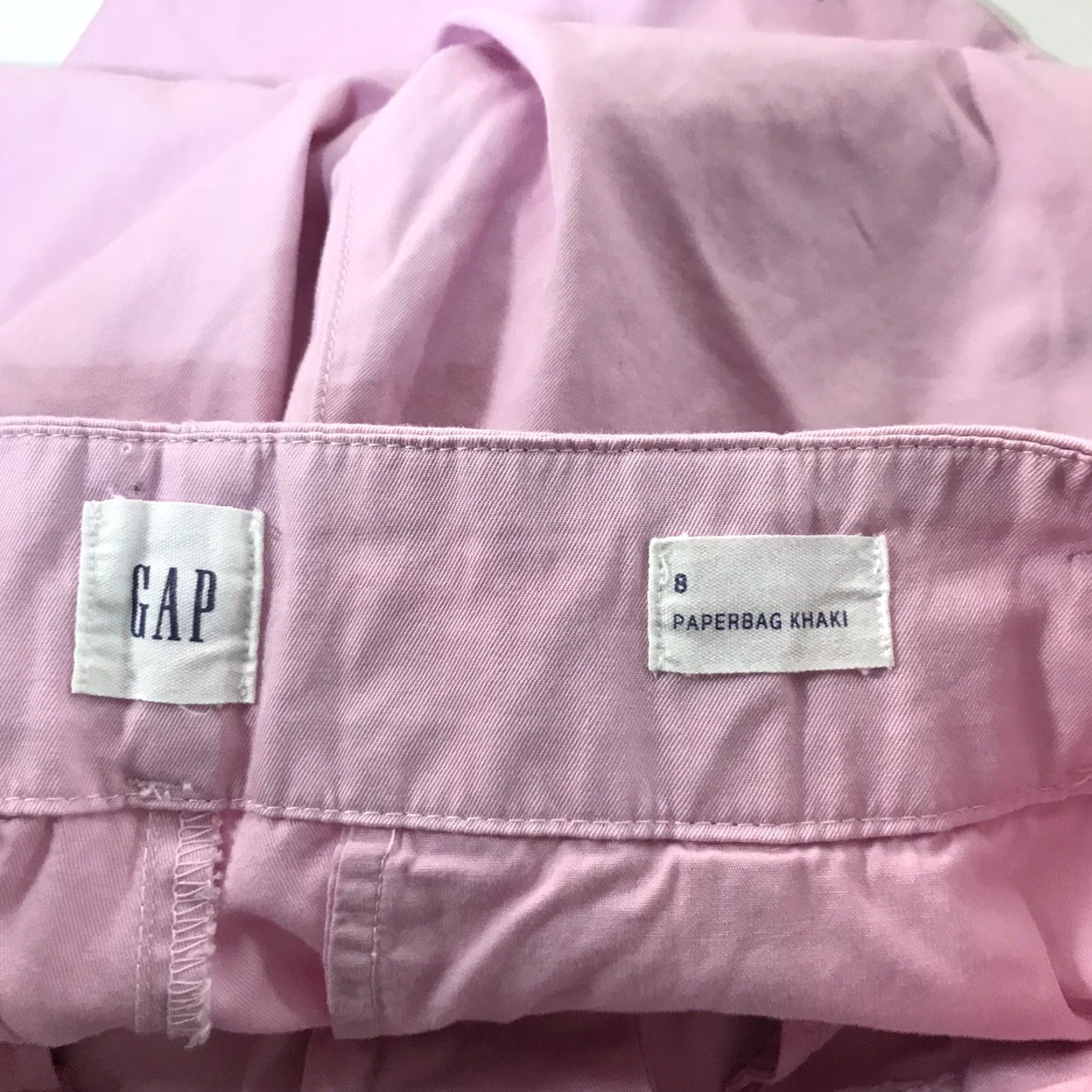 Gap VINTAGE Gap Women's Khaki Paperbag Waist Pants 8 High Rise Slight Pink Cotton Casual Workwear Size 30" / US 8 / IT 44 - 4 Thumbnail