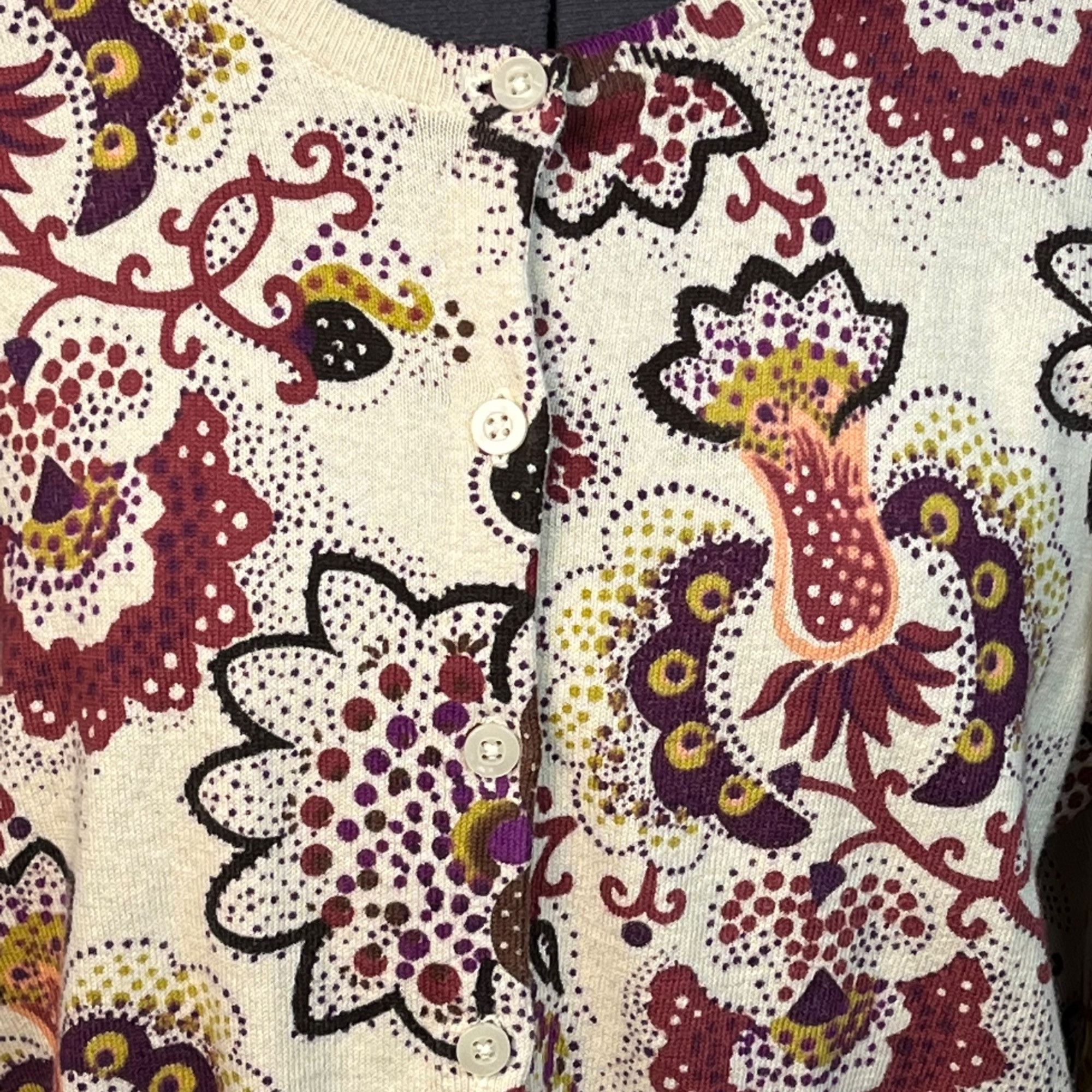 Fossil Fossil Women's Floral Cardigan Sweater Lightweight Crew-Neck Size L / US 10 / IT 46 - 2 Thumbnail