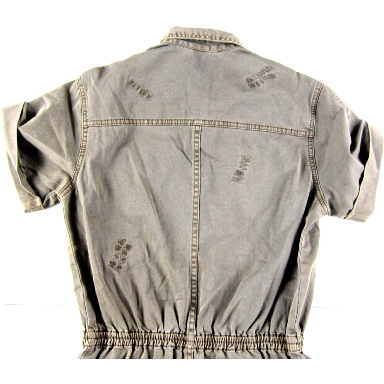 Bcbgmaxazria BCBGMAXAZRIA Romper Shirt XS Brown Denim Cotton Stretch Snap Button Pocket Shorts Women Size 26" / US 2 / IT 38 - 6 Thumbnail