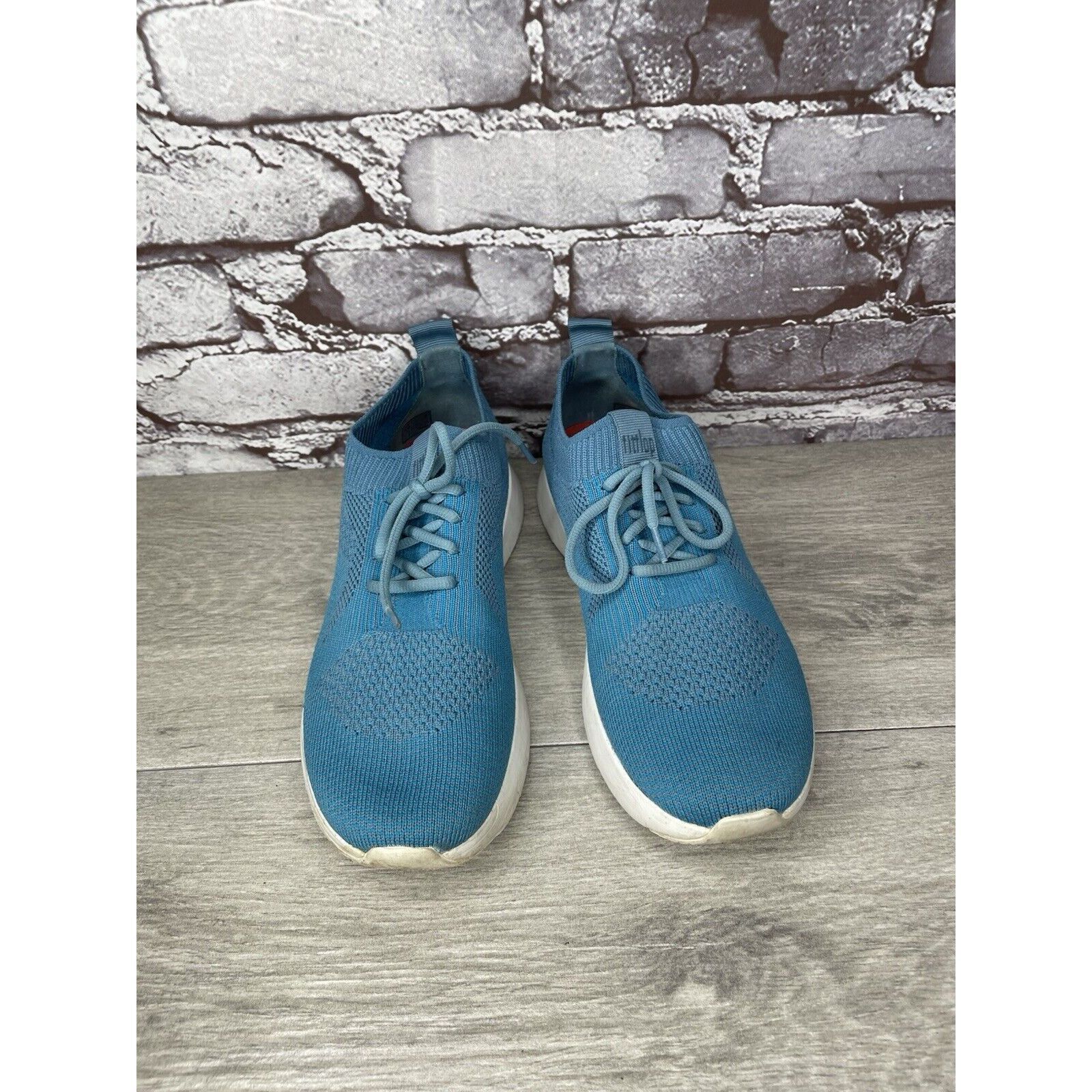 Other FITFLOP UBERKNIT Teal Blue Stretch Knit Mesh Wedge Sneakers Size US 6 / IT 36 - 3 Thumbnail