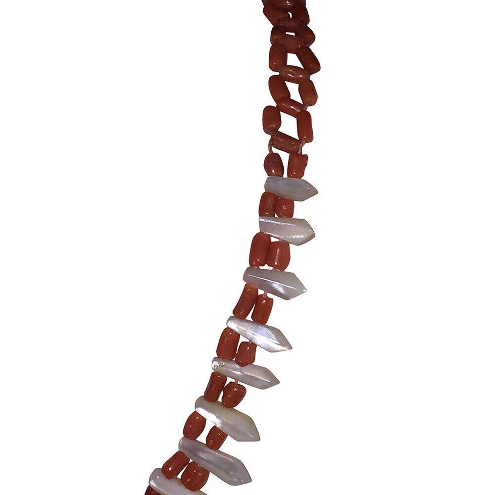 Handmade Victorian Red Coral Mother of Pearl Pickets Berries Necklace Size ONE SIZE - 4 Thumbnail